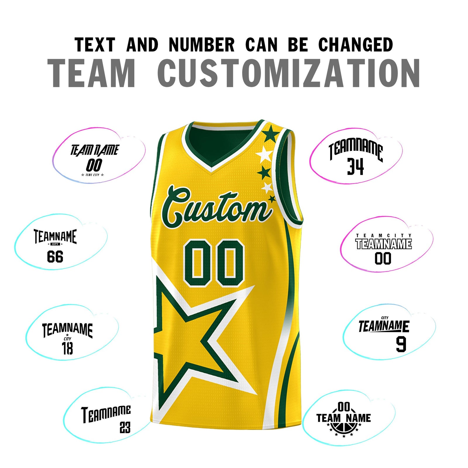 Custom Green Gold White Star Series Reversible Sets Basketball Jersey| KXKSHOP