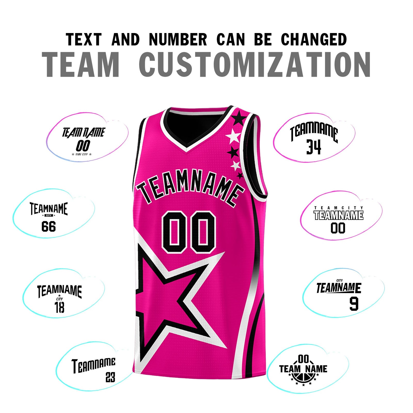 Custom Black Pink White Star Series Reversible Sets Basketball Jersey| KXKSHOP