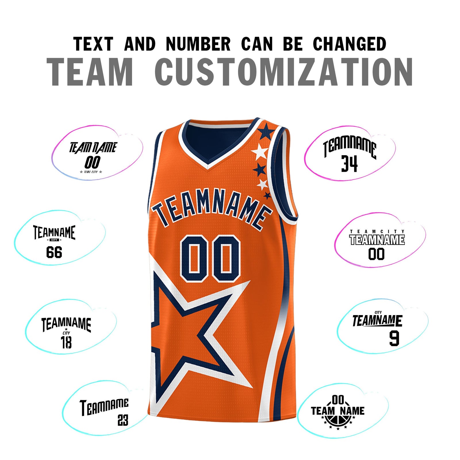 Custom Navy Orange White Star Series Reversible Sets Basketball Jersey| KXKSHOP