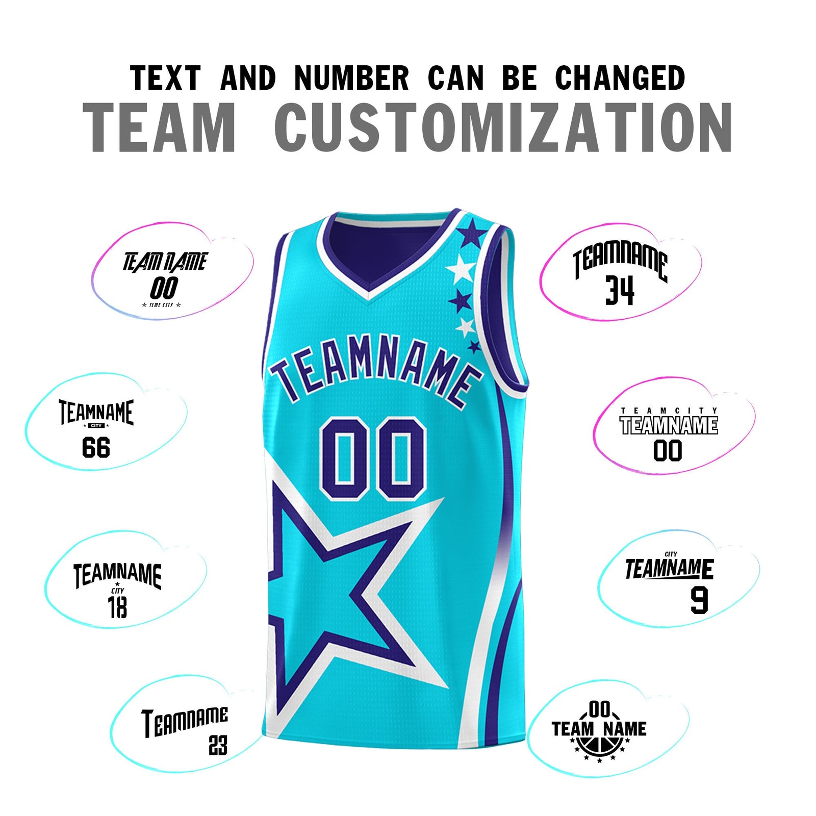 Custom Royal Sky Blue White Star Series Reversible Sets Basketball Jersey| KXKSHOP