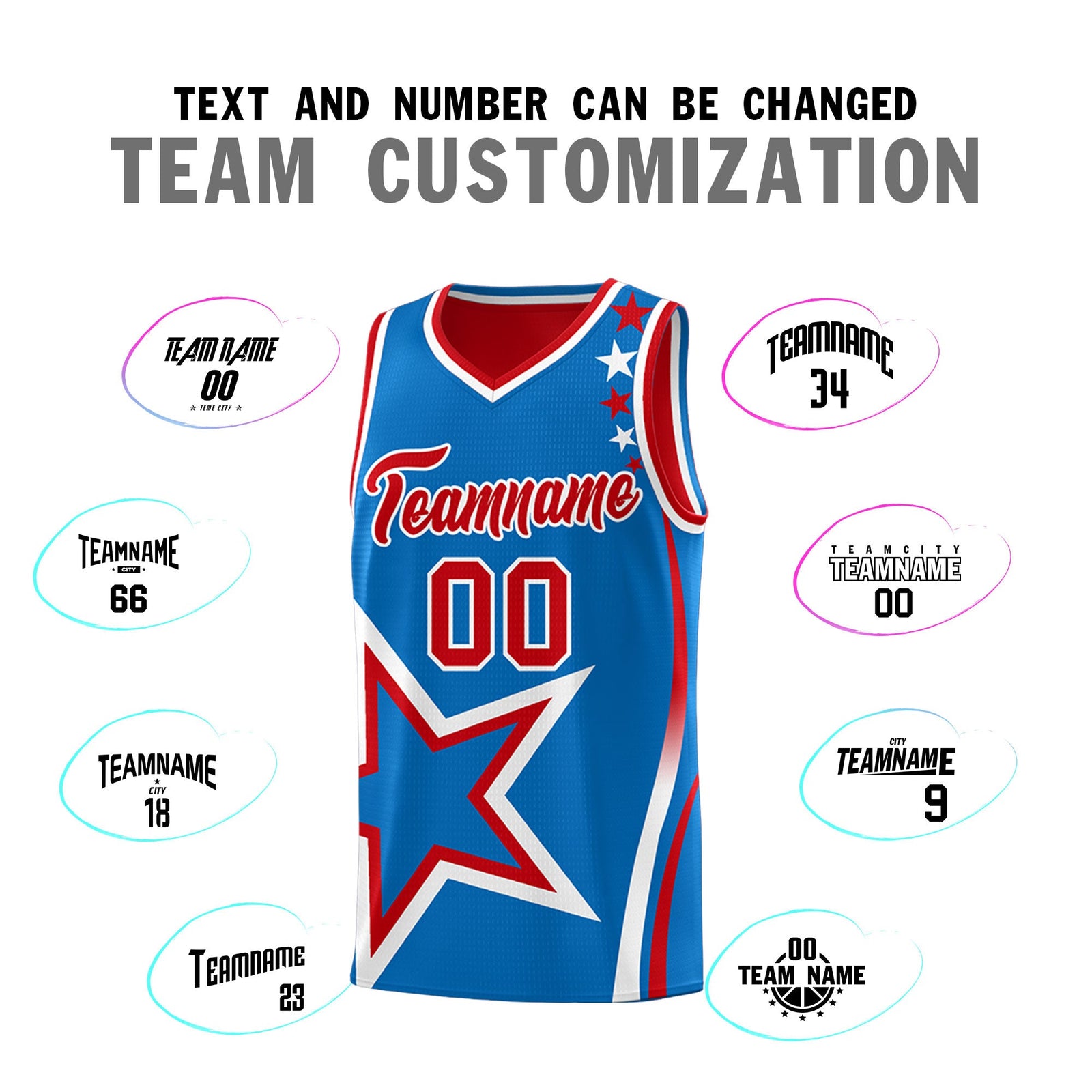 Custom Red Royal White Star Series Reversible Sets Basketball Jersey| KXKSHOP