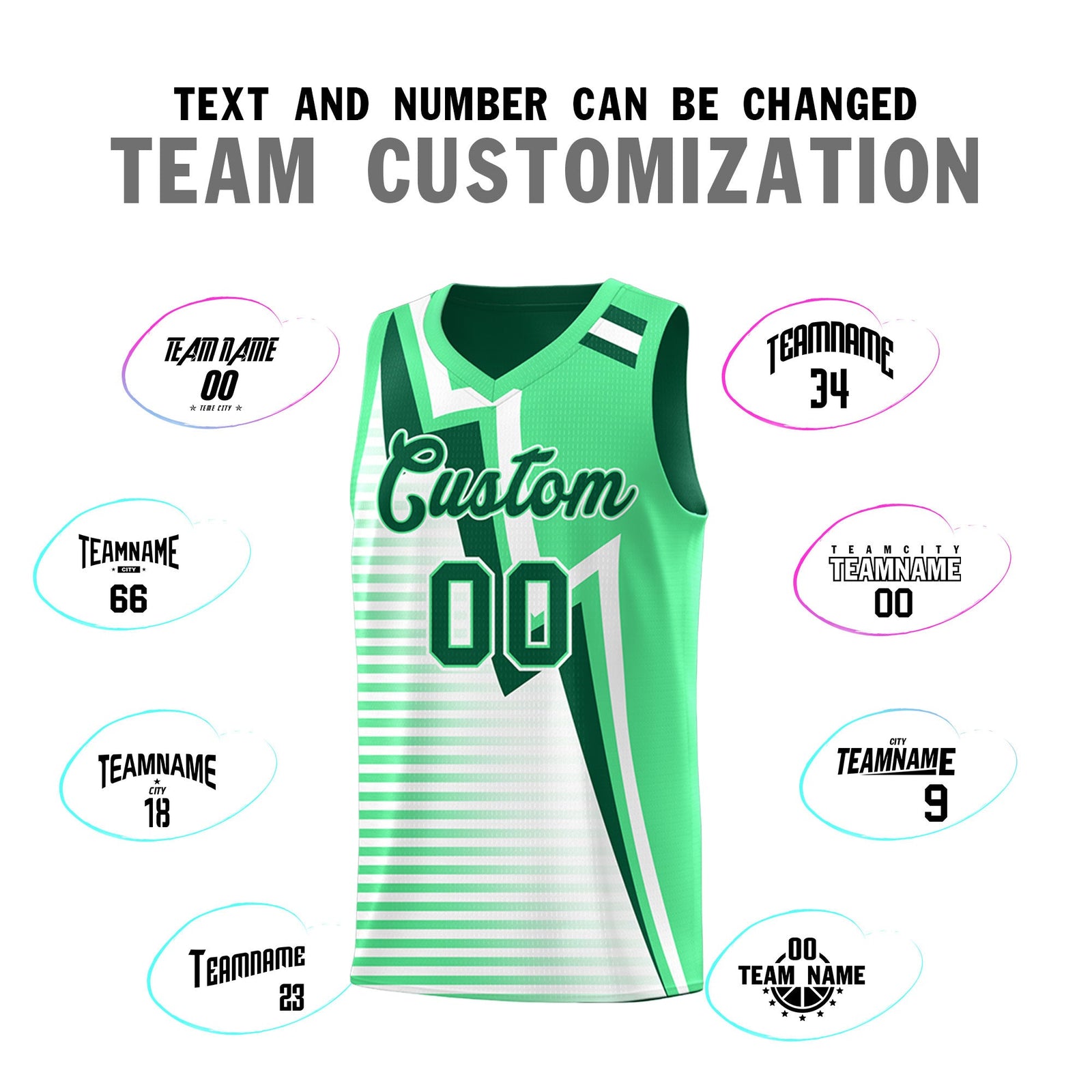 Custom Kelly Green Green White Gradient Stripes Lightning Pattern Reversible Sets Basketball Jersey| KXKSHOP