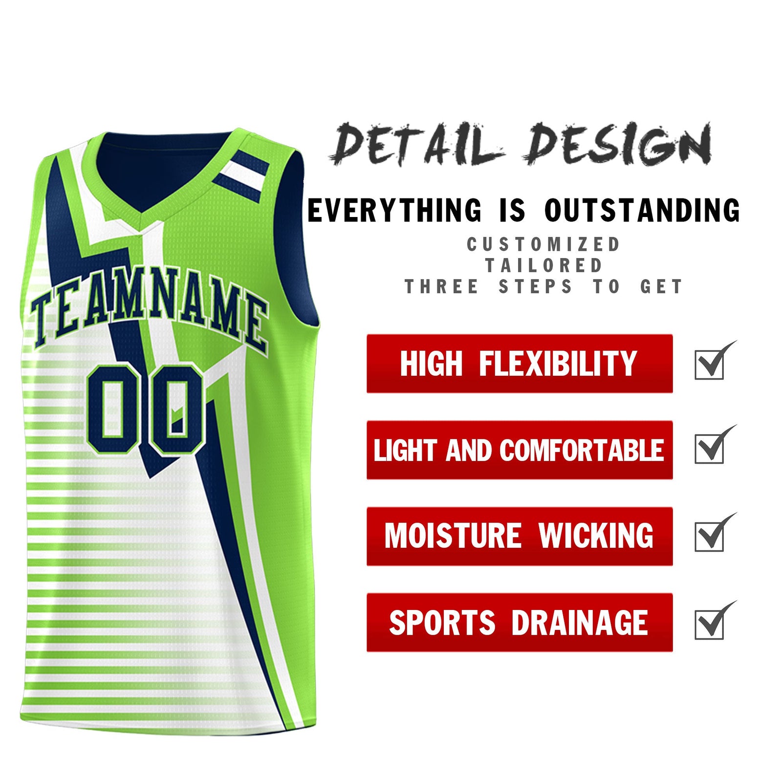 Custom Navy Fluorescent Green White Gradient Stripes Lightning Pattern Reversible Sets Basketball Jersey| KXKSHOP