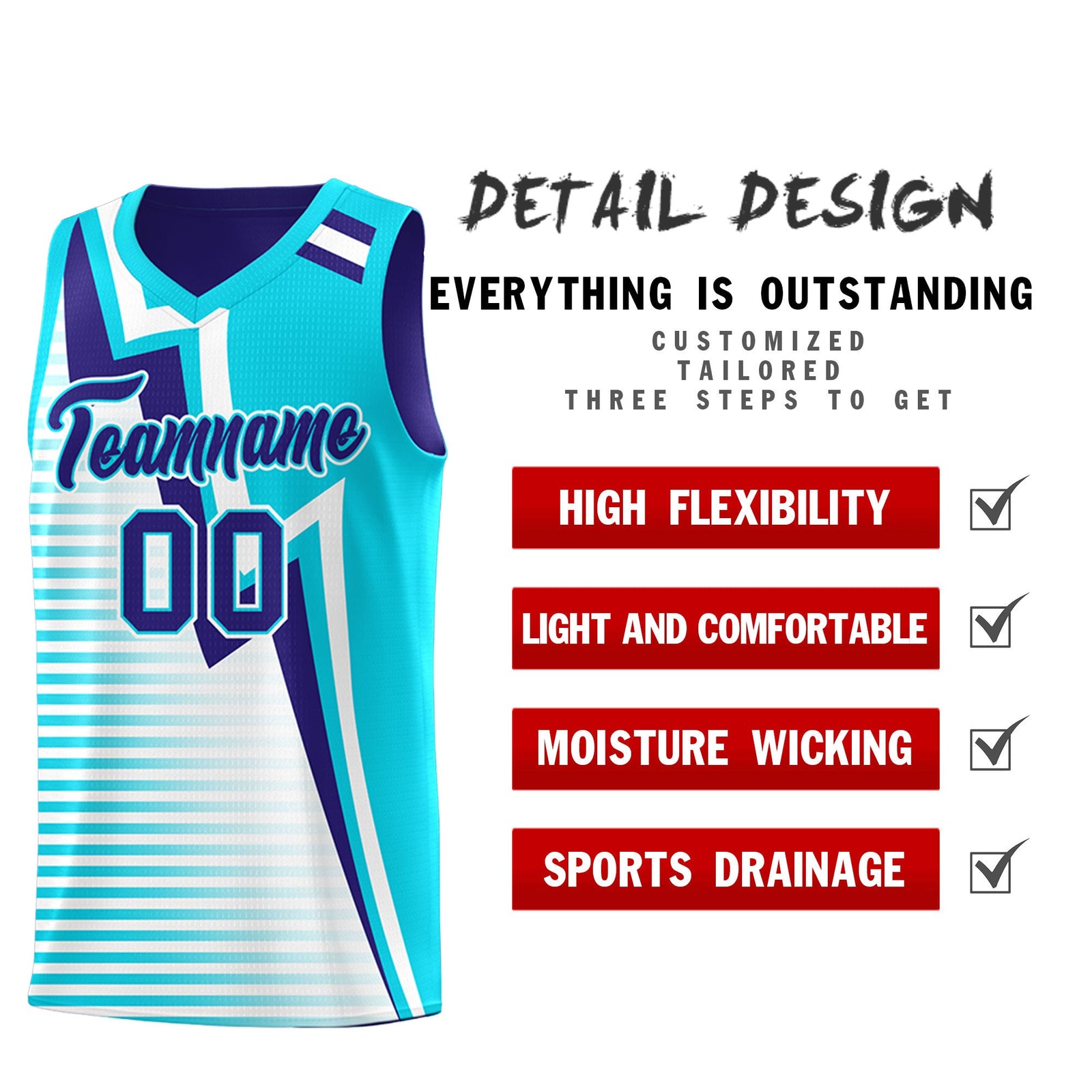 Custom Sky Blue Royal White Gradient Stripes Lightning Pattern Reversible Sets Basketball Jersey| KXKSHOP