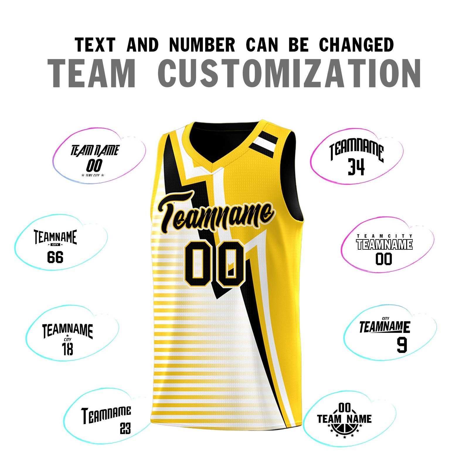 Custom Black Gold White Gradient Stripes Lightning Pattern Reversible Sets Basketball Jersey| KXKSHOP