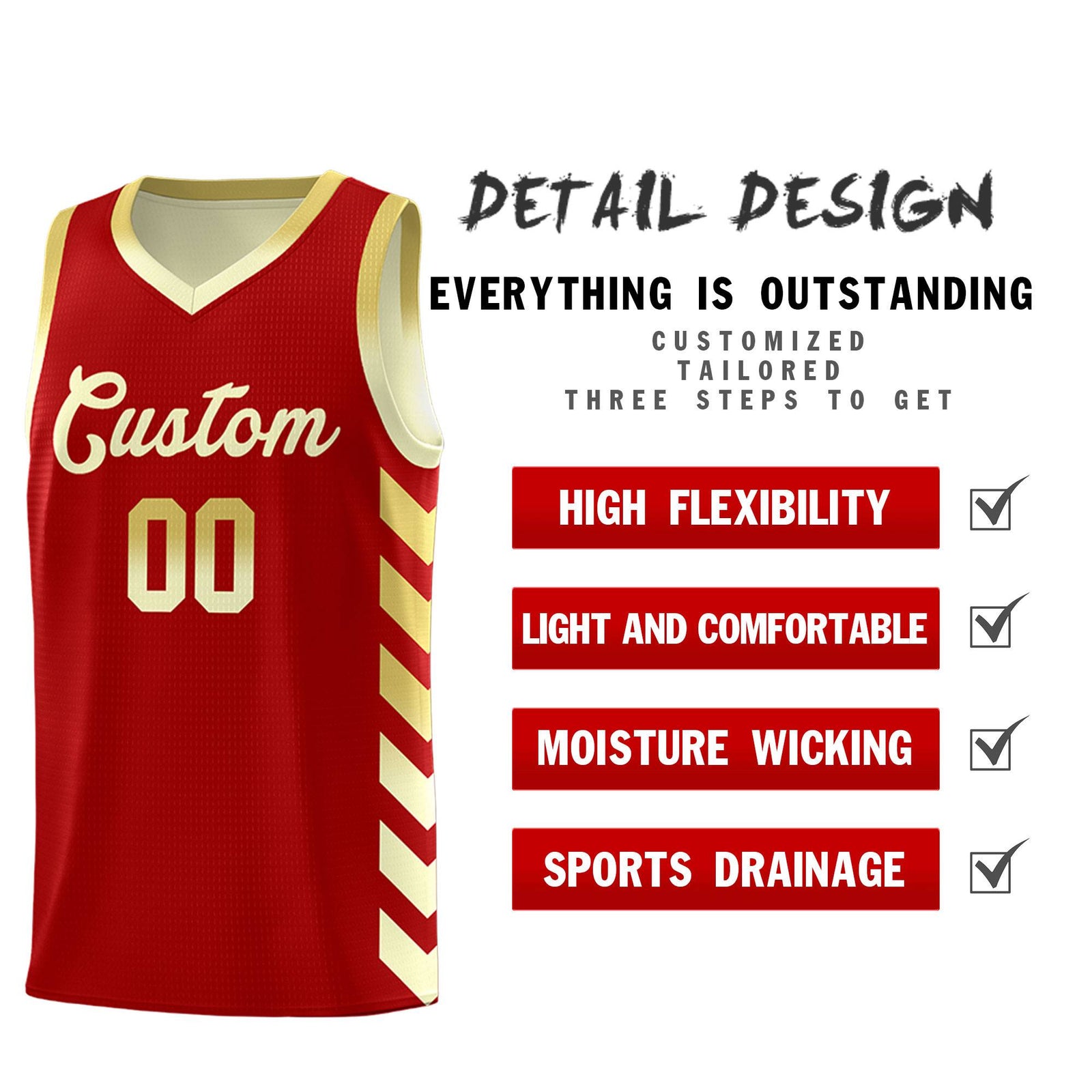 Custom Cream Red Reversible Basketball Jersey Kits - Side Arrow Old Gold Red Gradient