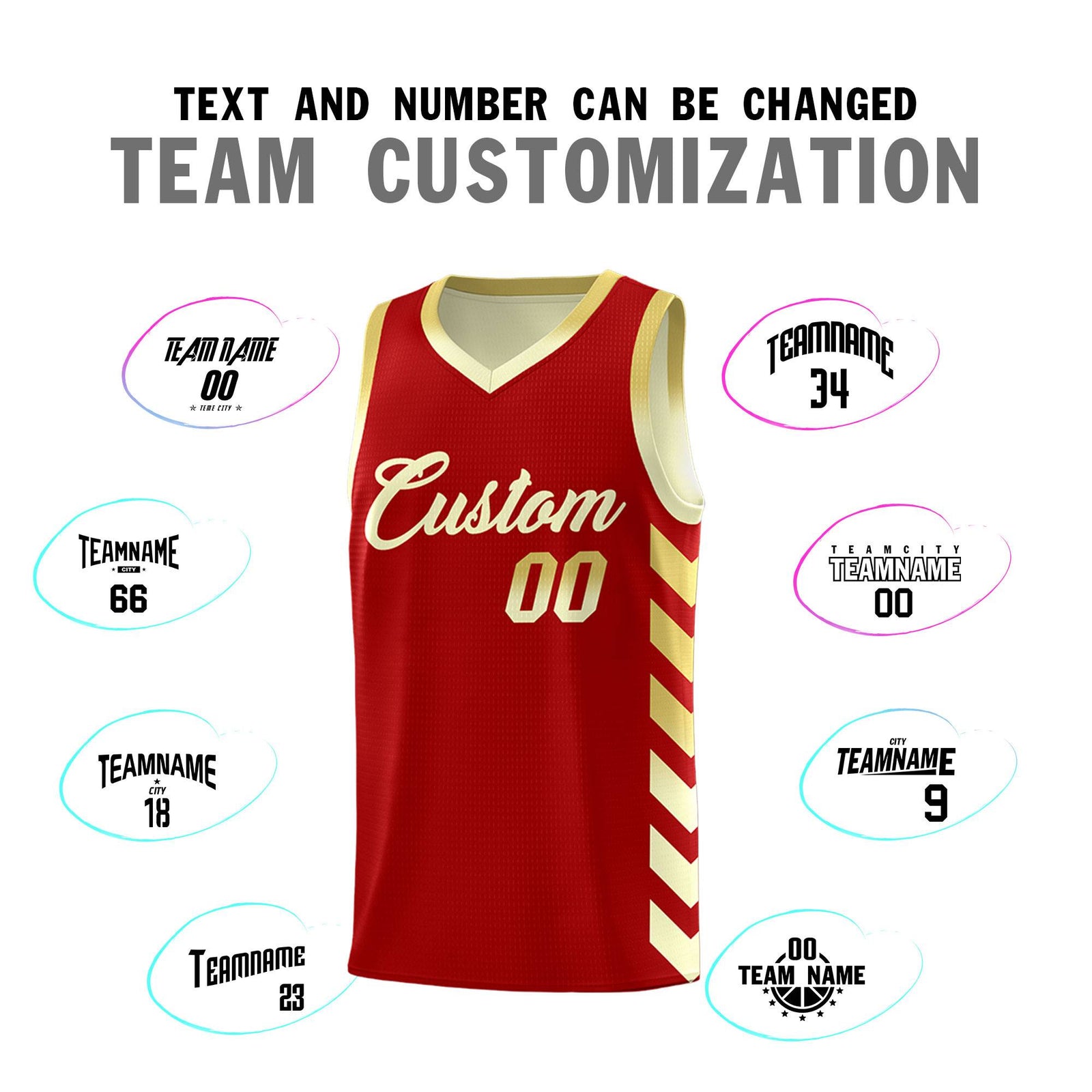 Custom Cream Red Reversible Basketball Jersey Kits - Side Arrow Old Gold Red Gradient