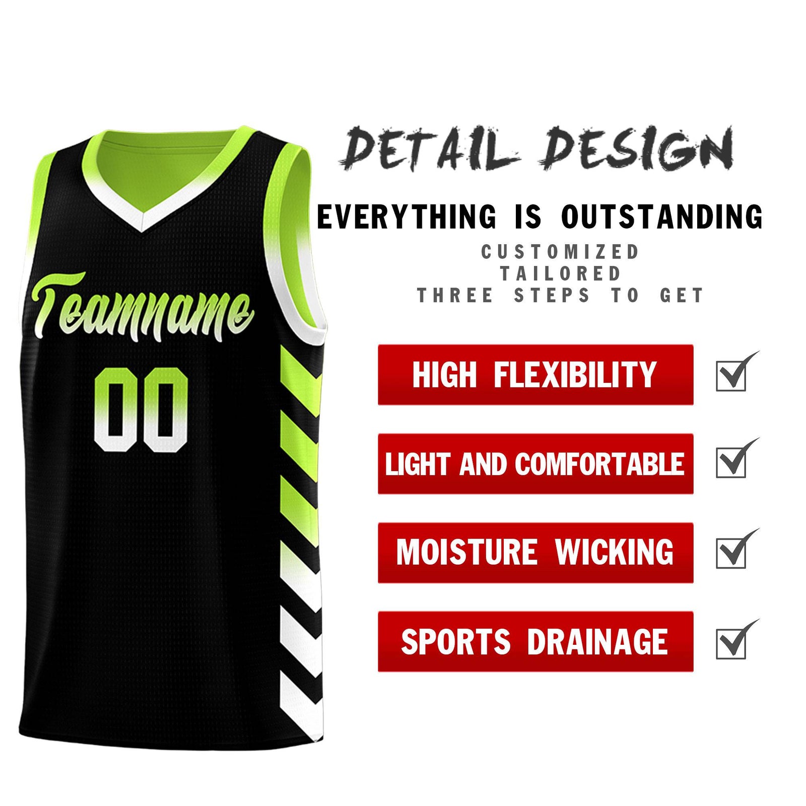 Custom Neon Greed Black Reversible Basketball Jersey Kits - Side Arrow Black White Gradient