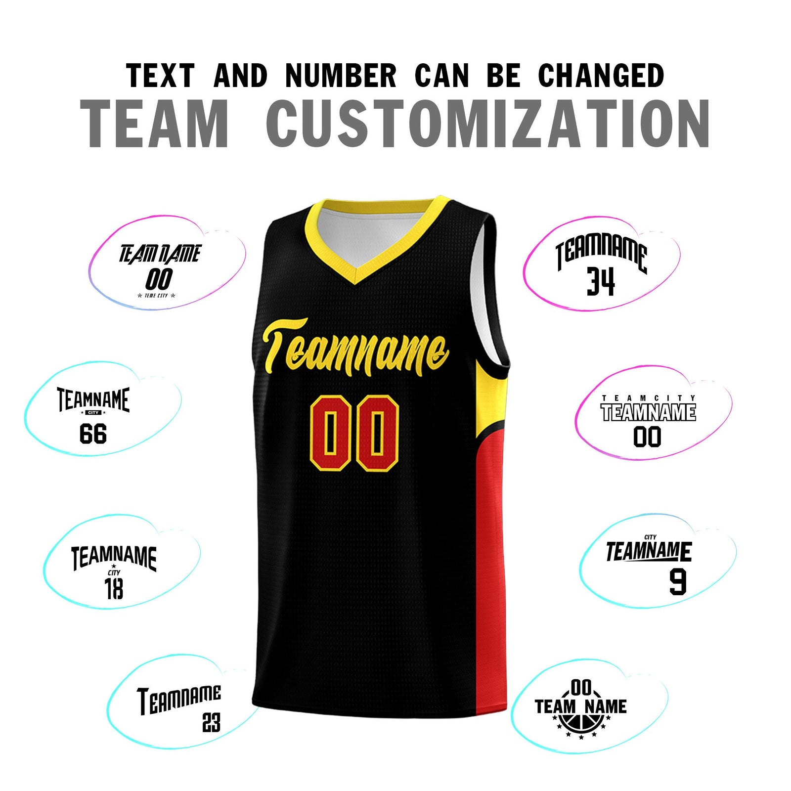 Custom Black White Side U-shaped Patttern Double Side Sports Uniform Basketball Jersey