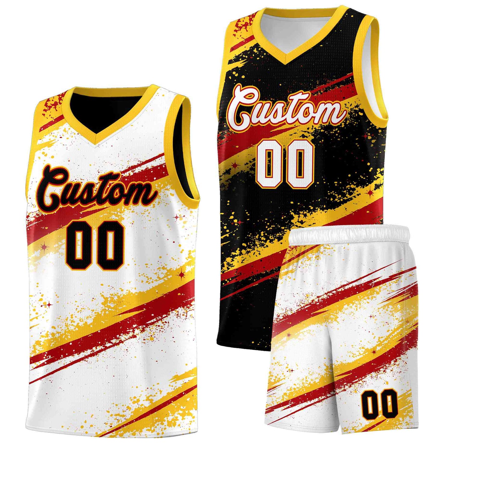 Custom Black Yellow Red Basketball Jersey Stellar Strike Series Dynamic Wrinkle-Resistant