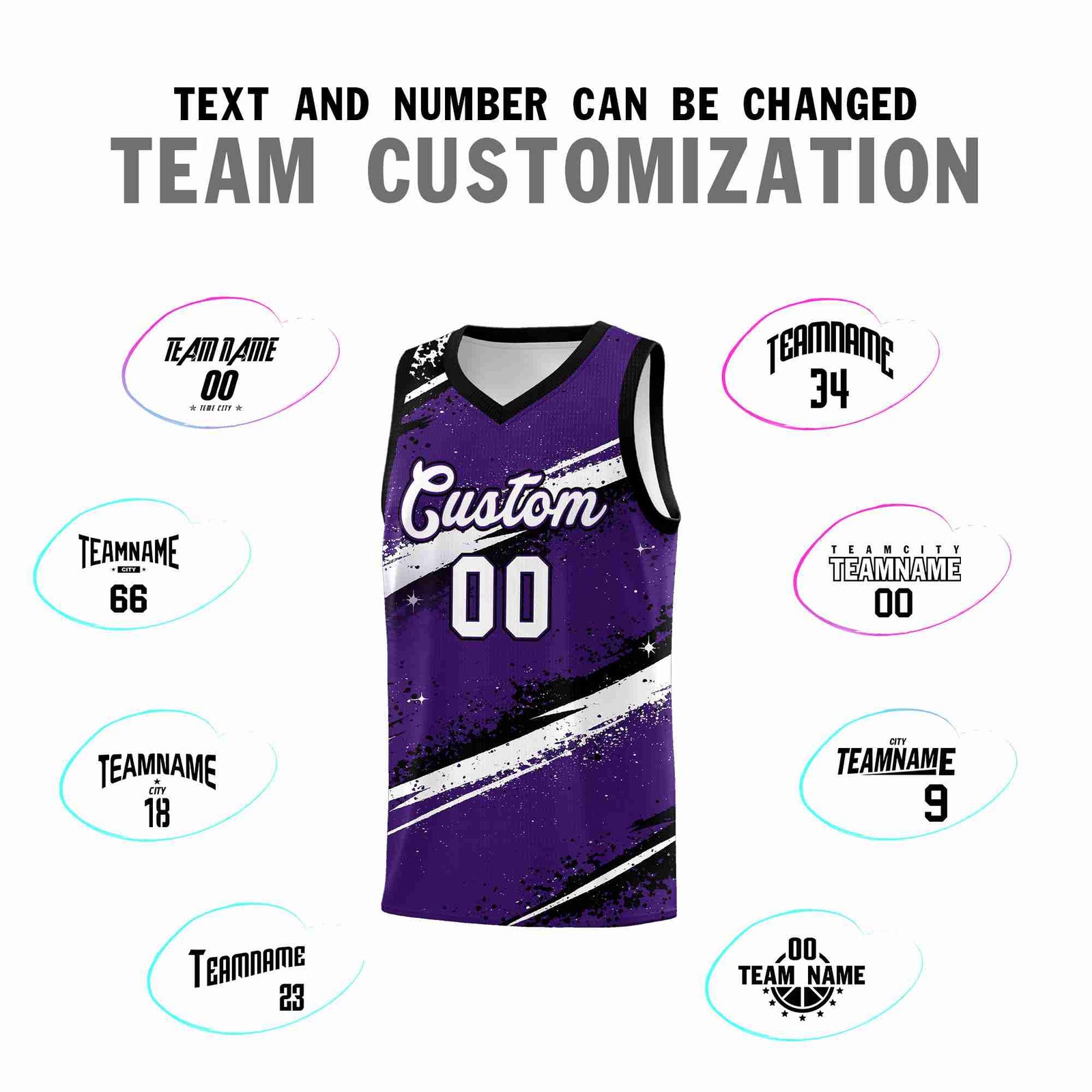 Custom Purple Black White Basketball Jersey Stellar Strike Series Impact Breathable