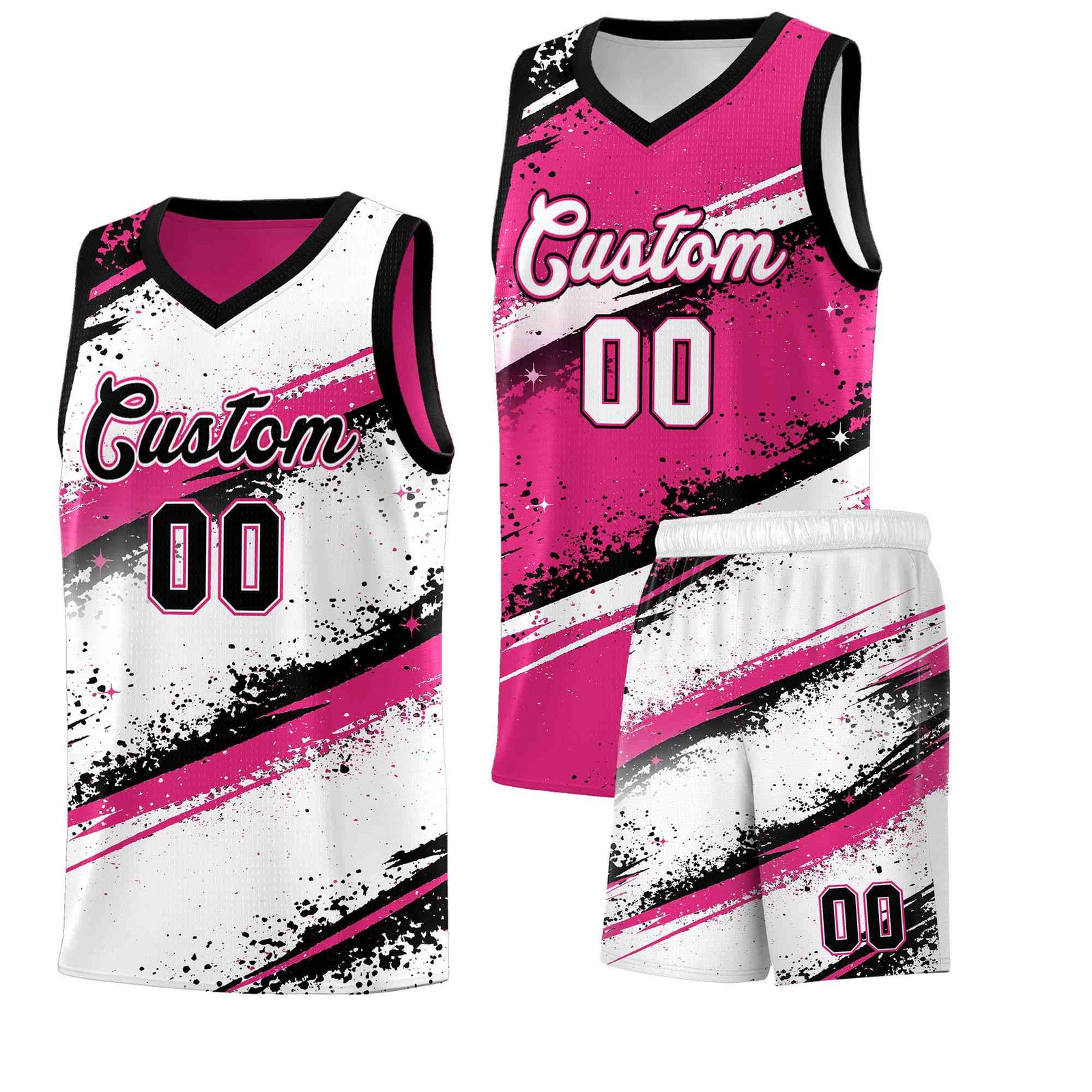 Custom Pink Black White Basketball Jersey Stellar Strike Series Dynamic Sublimation Printing