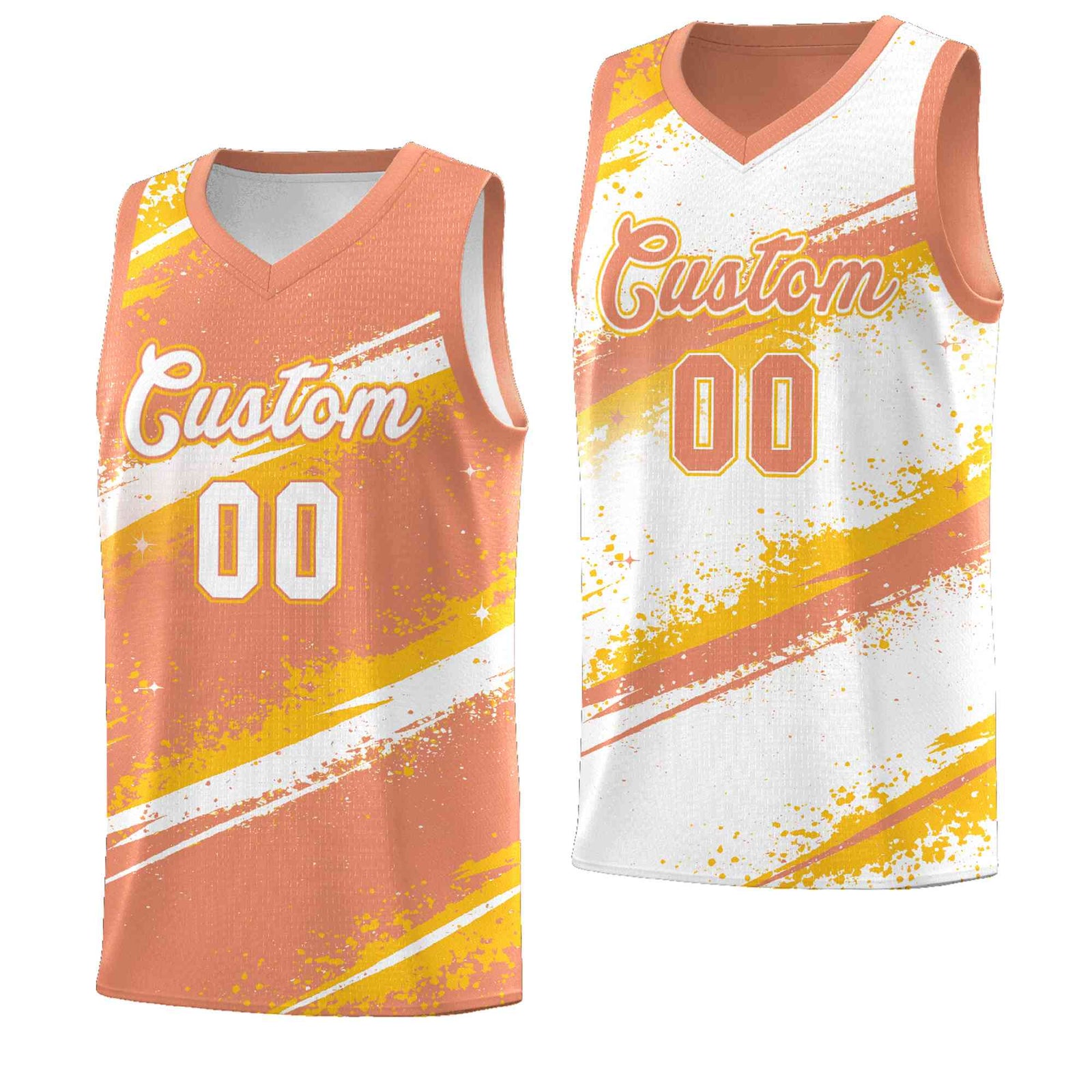 Custom Light Orange Yellow White Basketball Jersey Stellar Strike Series Stellar Wrinkle-Resistant