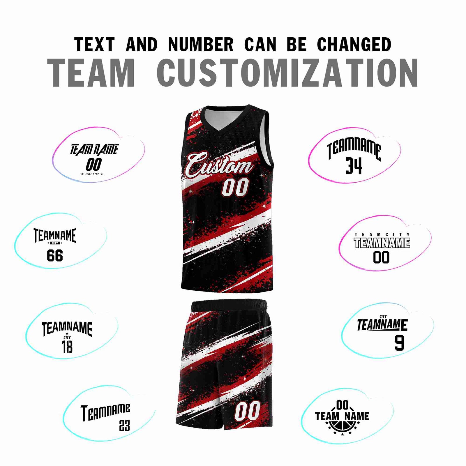 Custom Black Red White Basketball Jersey Stellar Strike Series Stellar Breathable