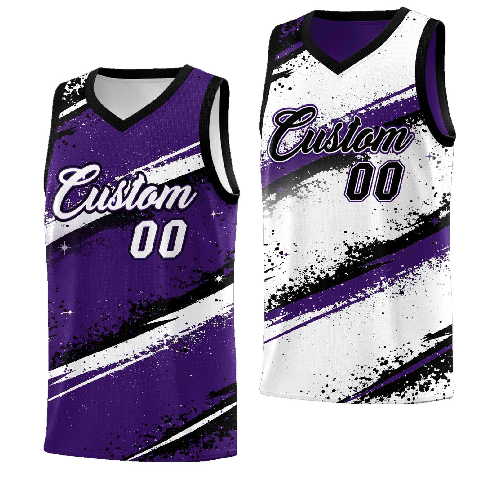 Custom Purple Black White Basketball Jersey Stellar Strike Series Impact Breathable