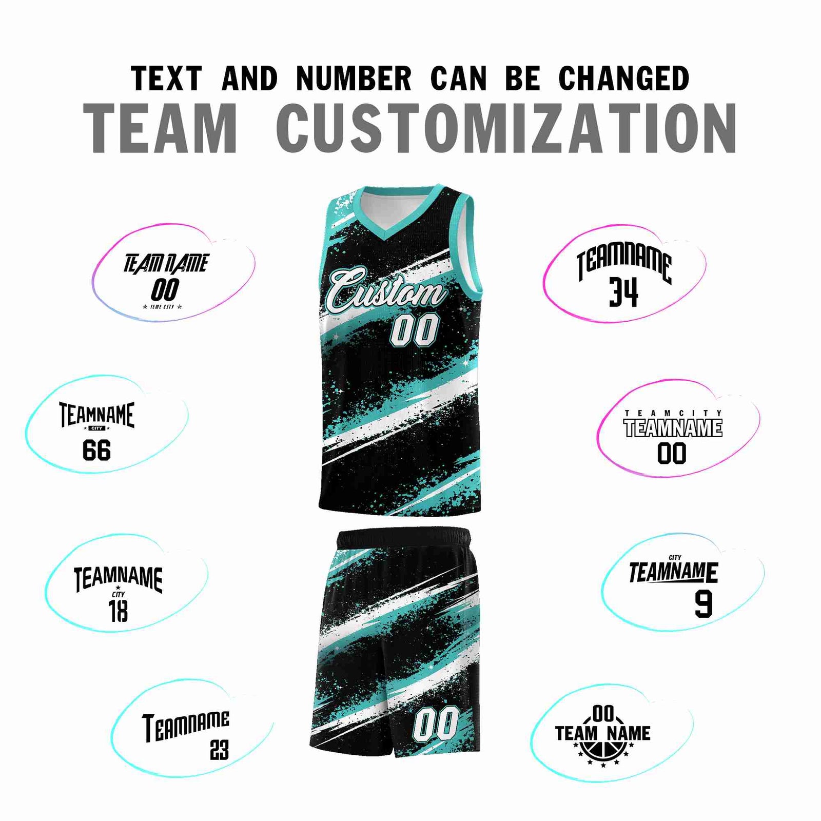 Custom Black Teal-04 White Basketball Jersey Stellar Strike Series Stellar Lightweight