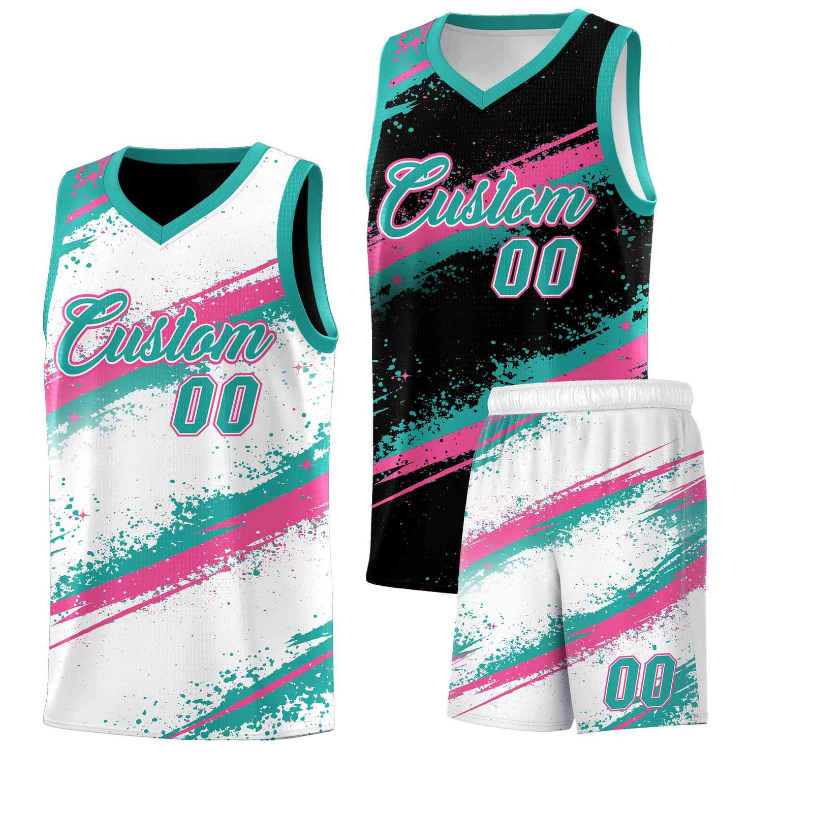 Custom Black Aqua Pink Basketball Jersey Stellar Strike Series Cosmic Lightweight