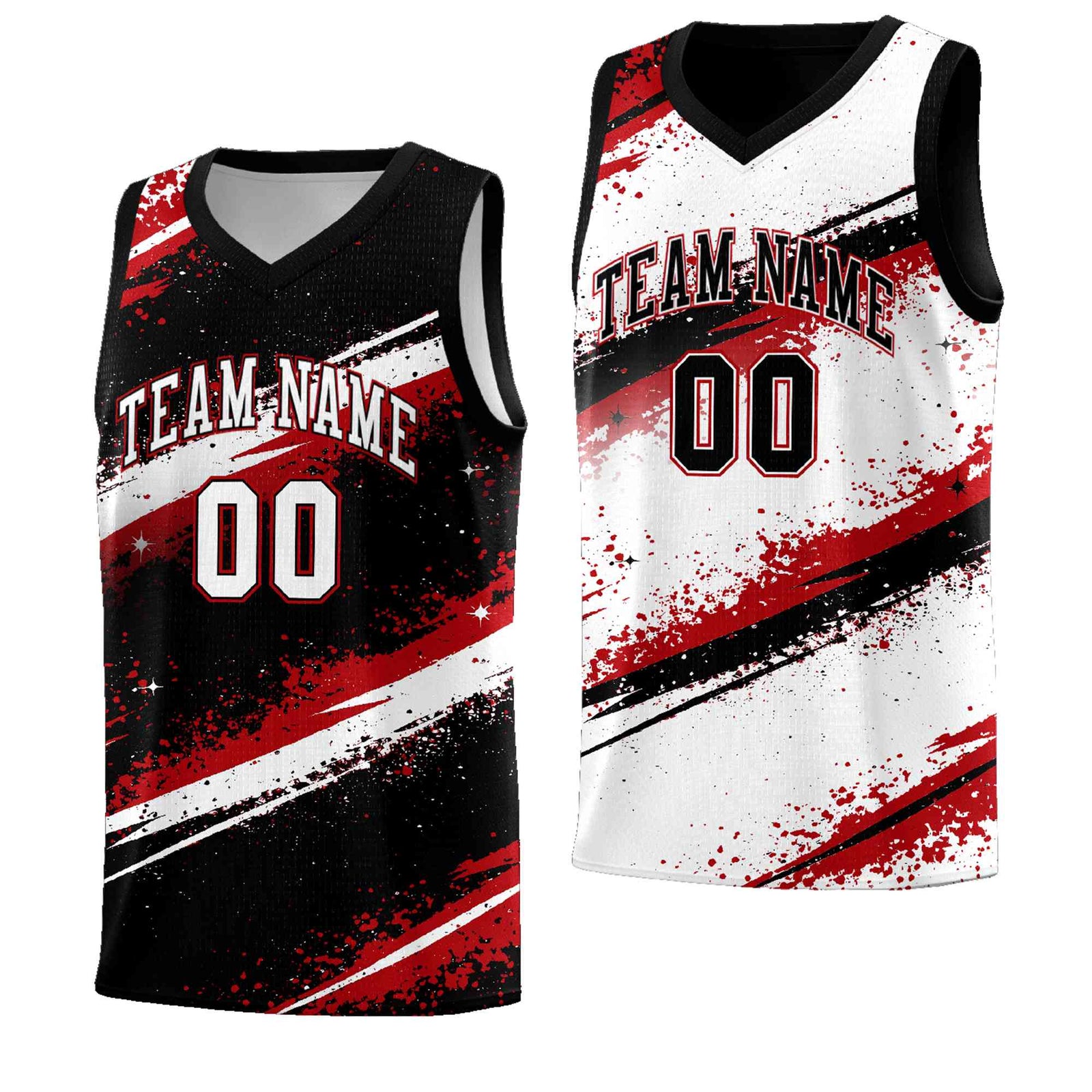 Custom Black Red White Basketball Jersey Stellar Strike Series Stellar Breathable