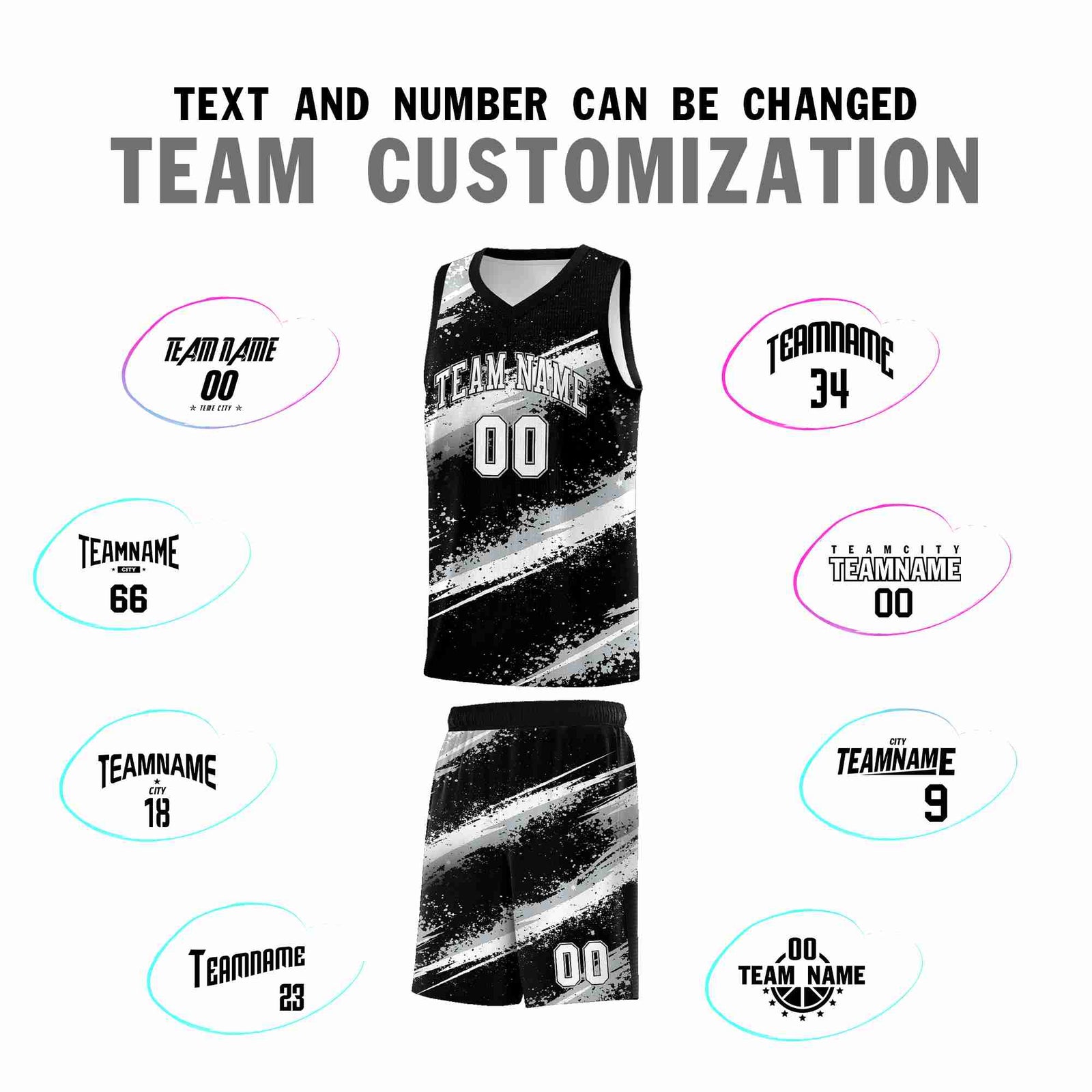Custom Black Silver White Basketball Jersey Stellar Strike Series Stellar Quick-Drying
