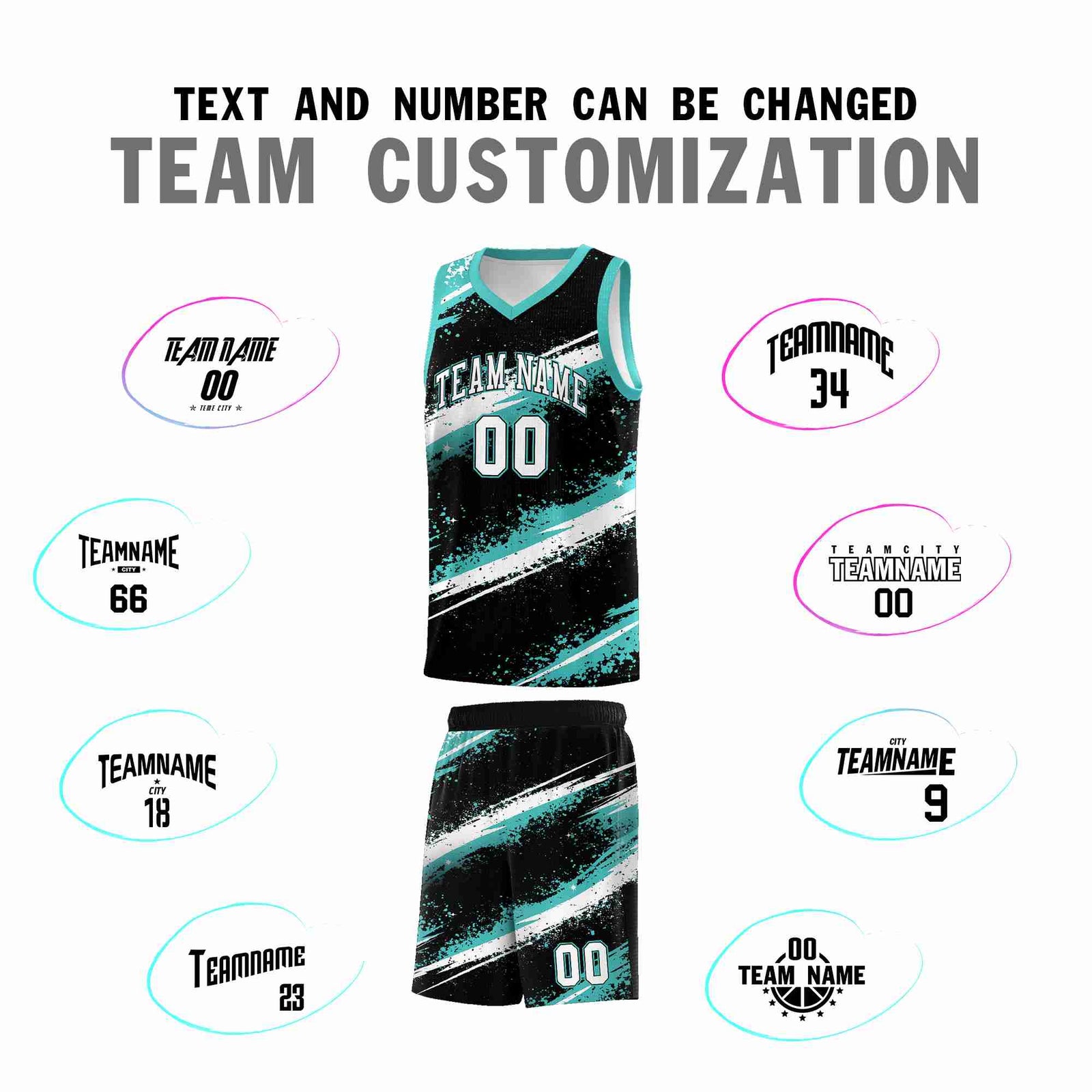 Custom Black Teal-04 White Basketball Jersey Stellar Strike Series Stellar Lightweight
