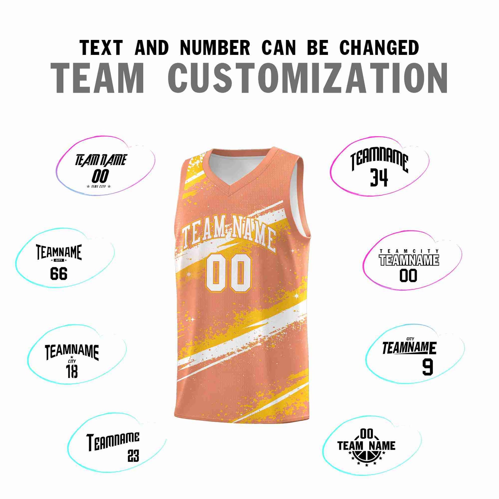Custom Light Orange Yellow White Basketball Jersey Stellar Strike Series Stellar Wrinkle-Resistant