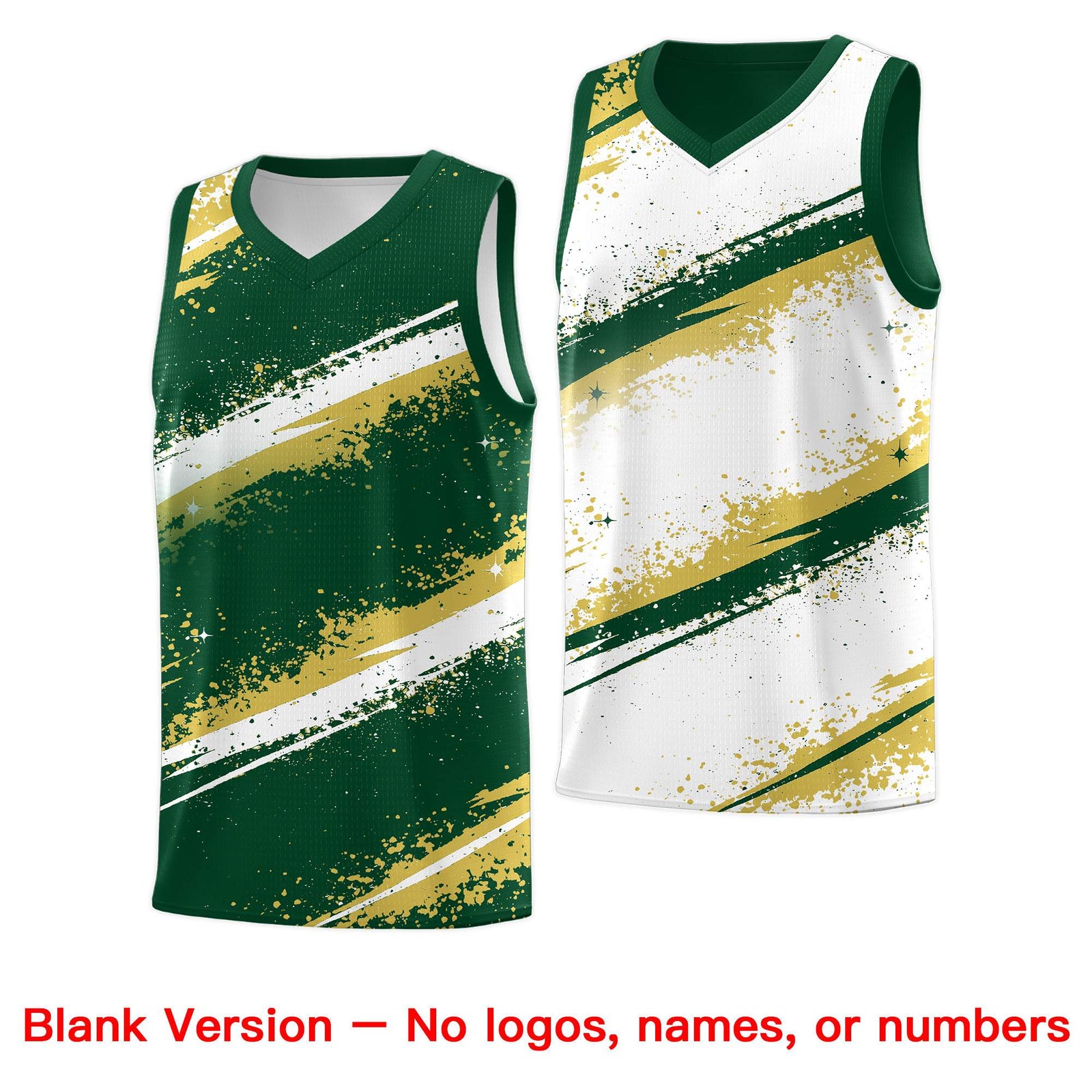 Custom Dark Green Old Gold White Basketball Jersey Stellar Strike Series Splash Drapable