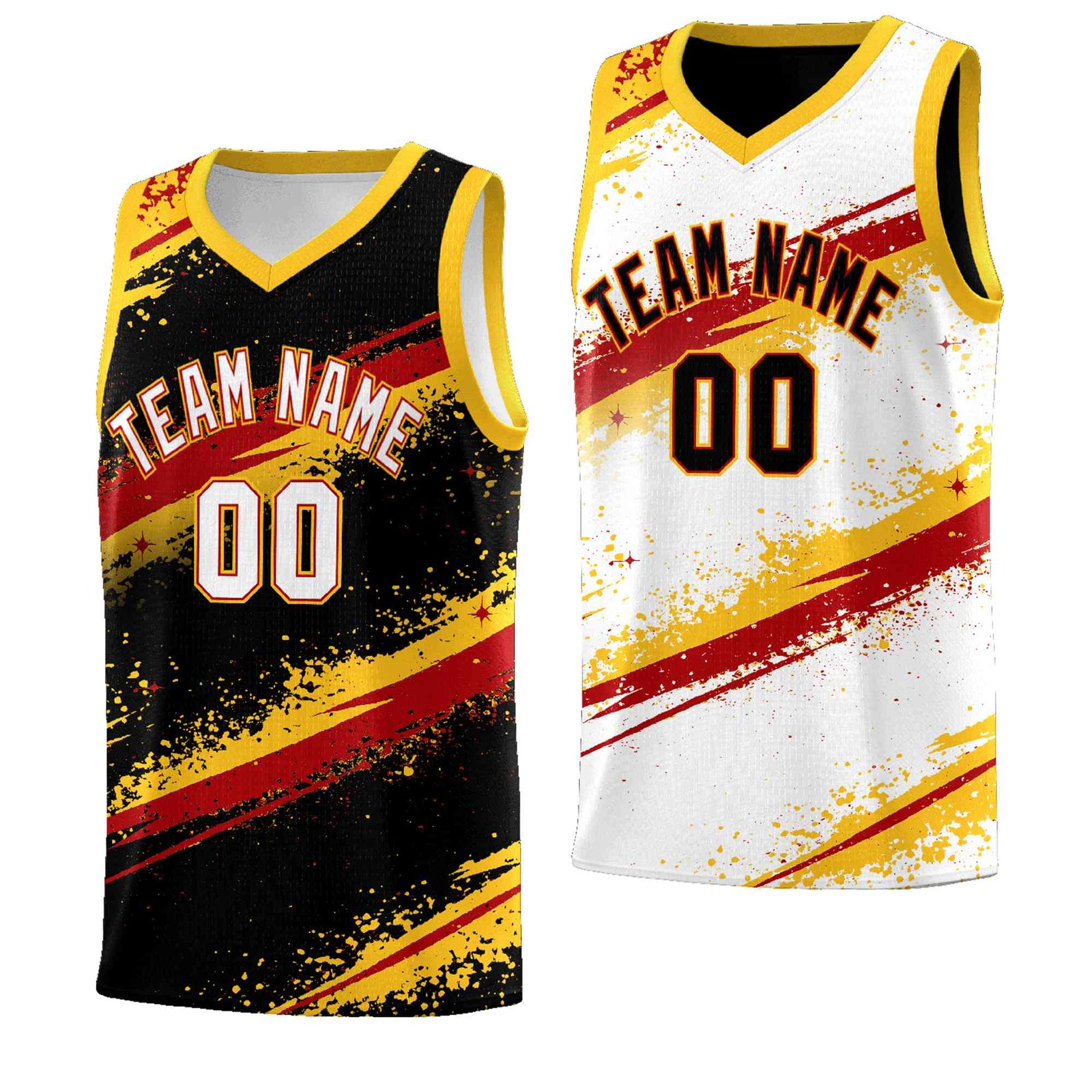 Custom Black Yellow Red Basketball Jersey Stellar Strike Series Dynamic Wrinkle-Resistant