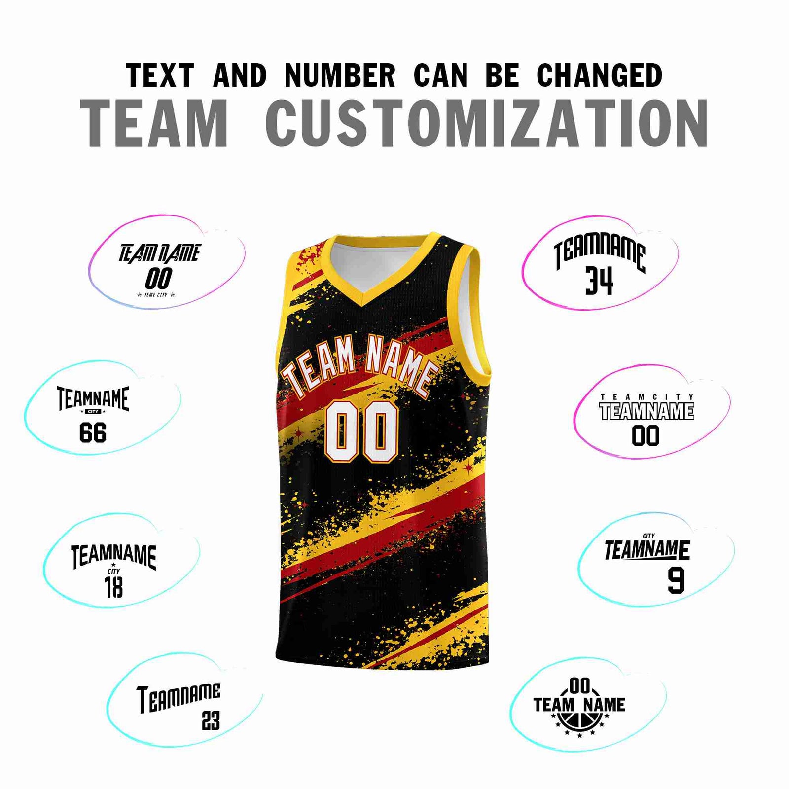 Custom Black Yellow Red Basketball Jersey Stellar Strike Series Dynamic Wrinkle-Resistant