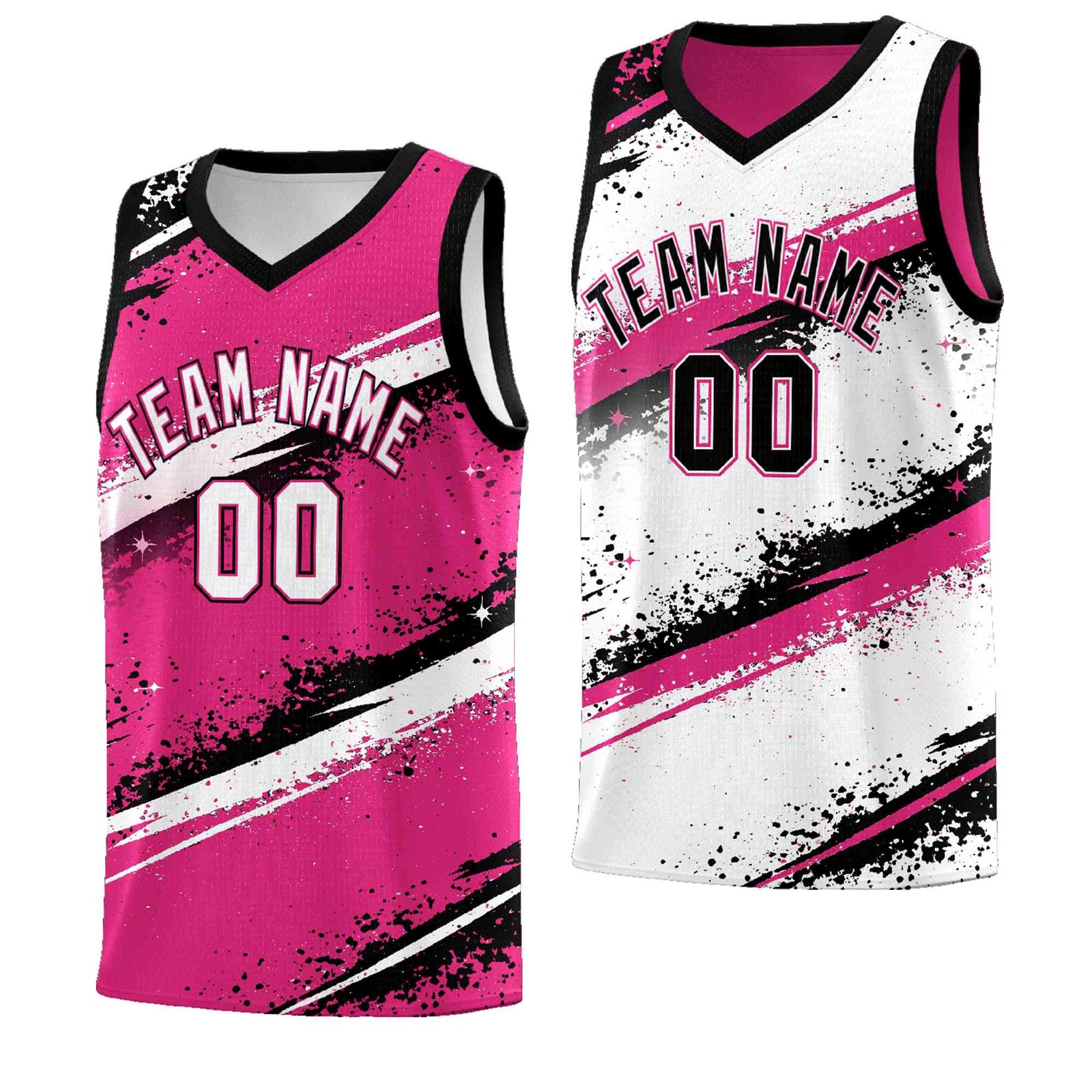 Custom Pink Black White Basketball Jersey Stellar Strike Series Dynamic Sublimation Printing