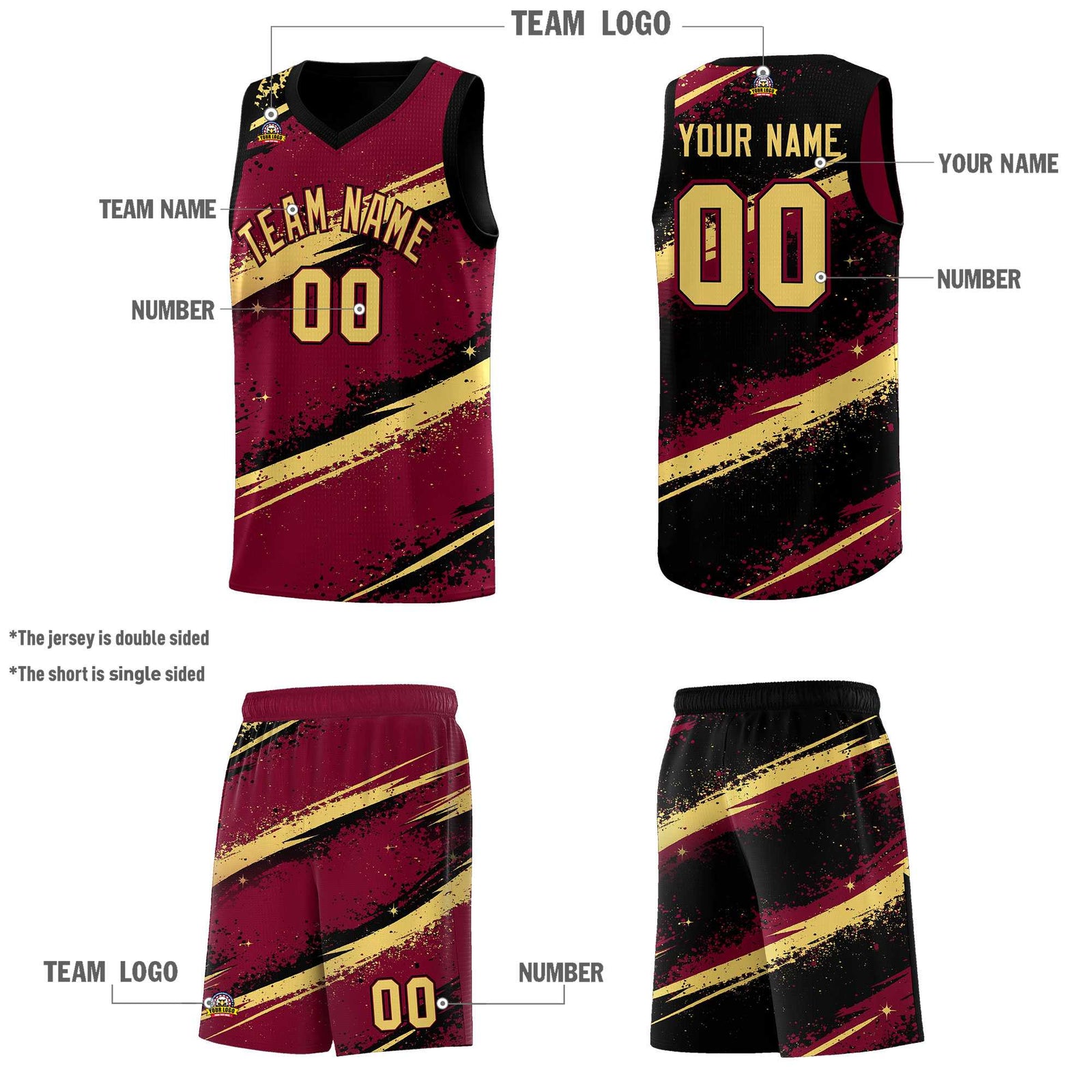 Custom Crimson Black Khaki Basketball Jersey Stellar Strike Series Dynamic Breathable