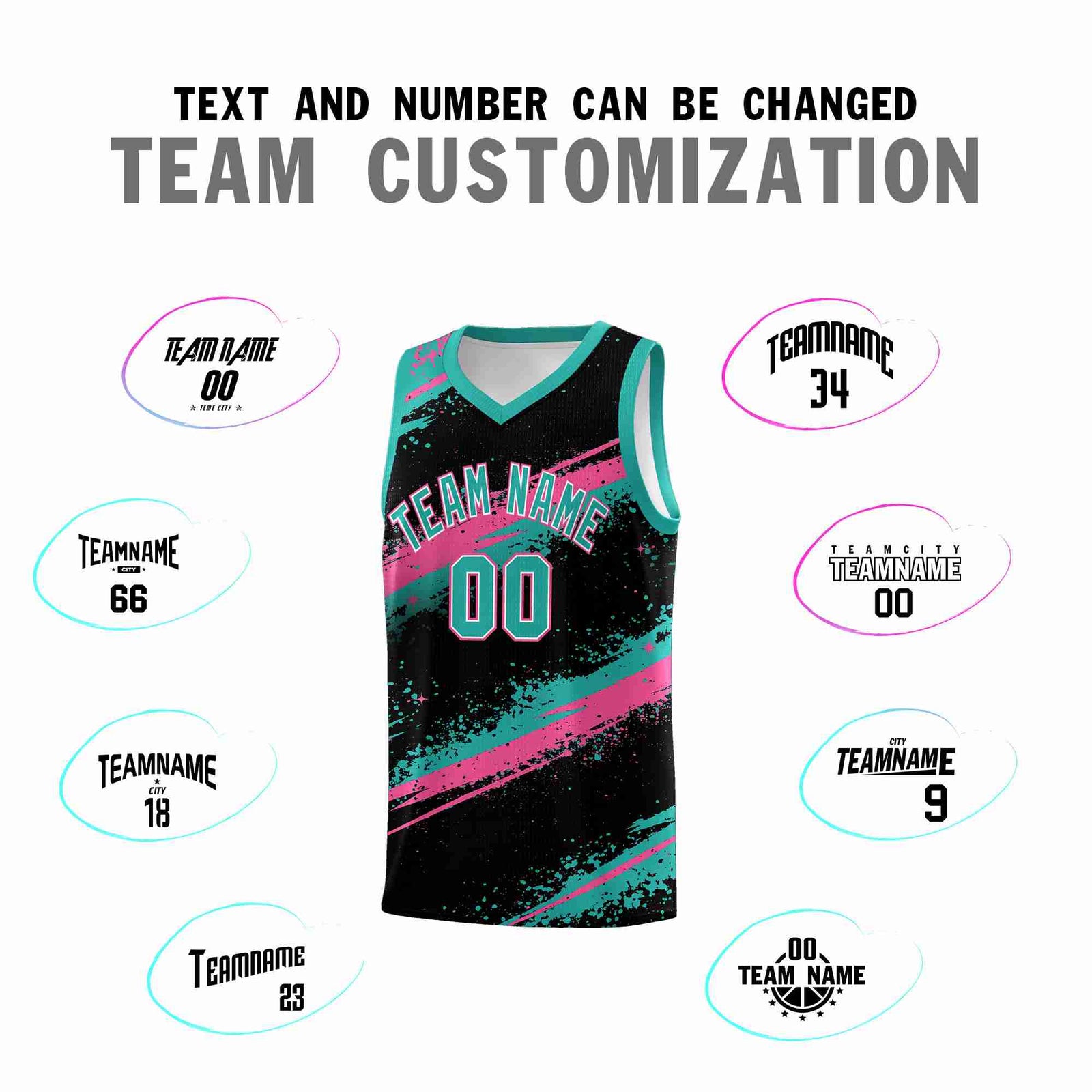 Custom Black Aqua Pink Basketball Jersey Stellar Strike Series Cosmic Lightweight