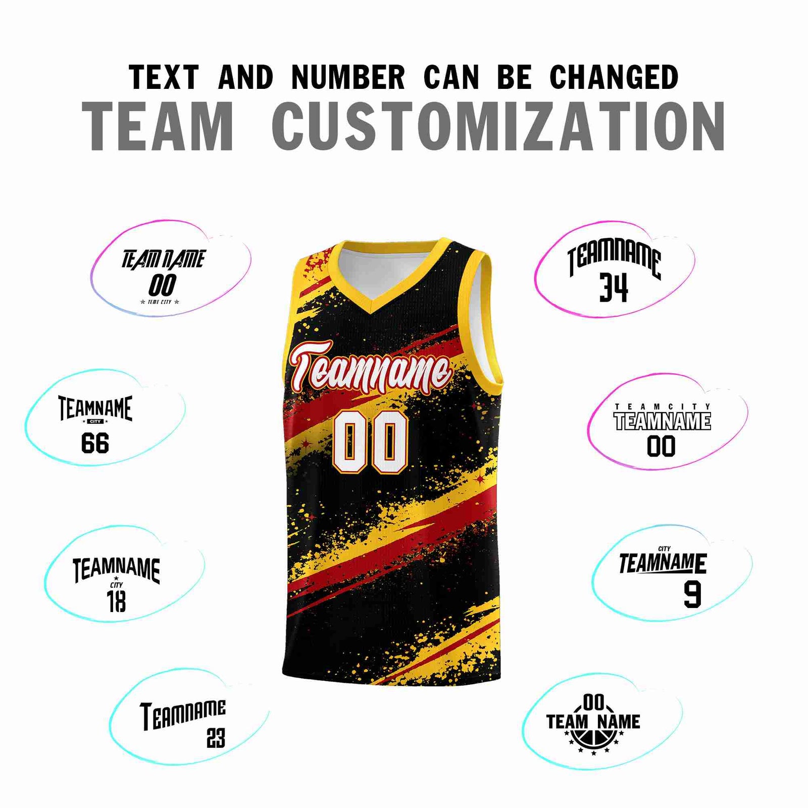 Custom Black Yellow Red Basketball Jersey Stellar Strike Series Dynamic Wrinkle-Resistant