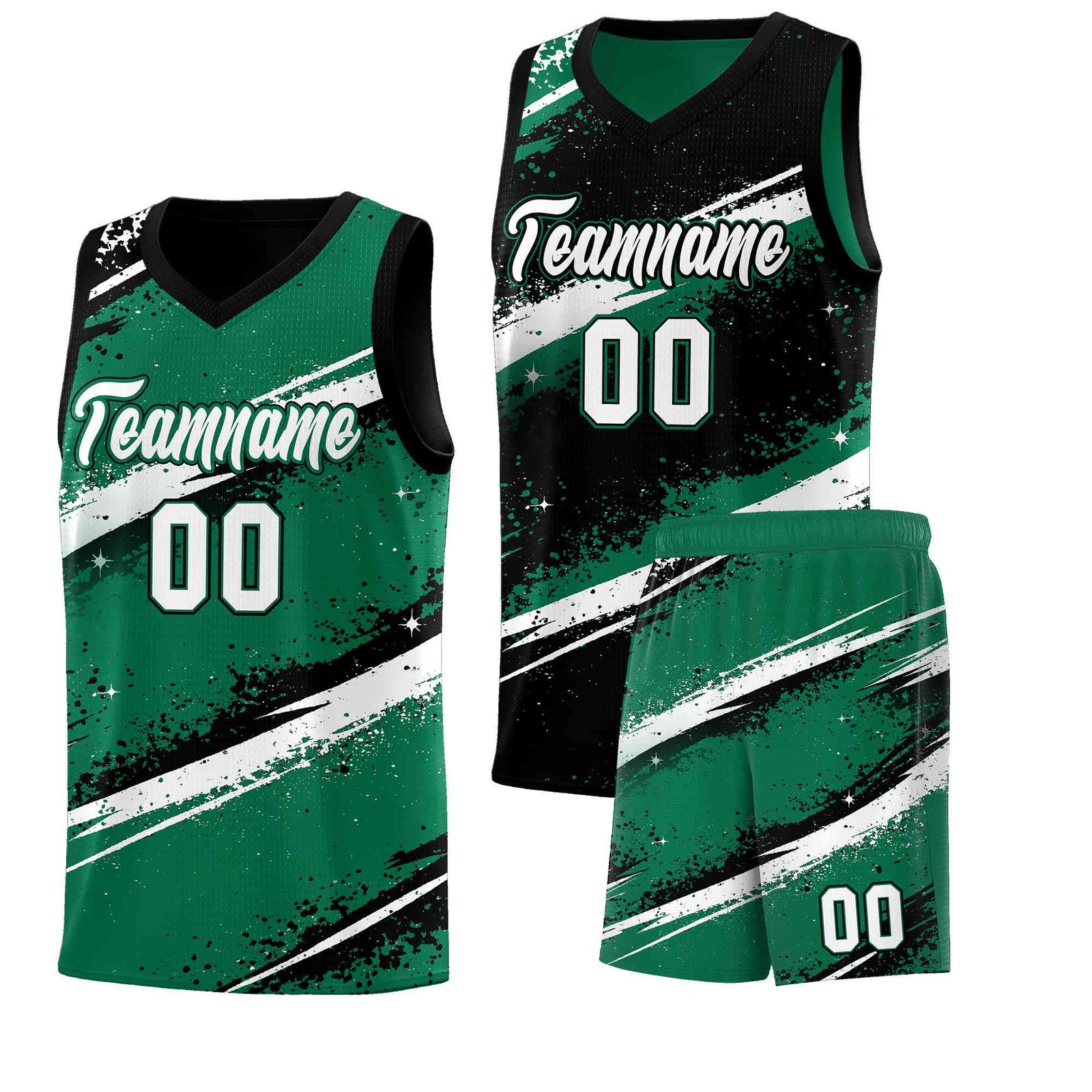Custom Black Kelly Green White Basketball Jersey Stellar Strike Series Splash Lightweight