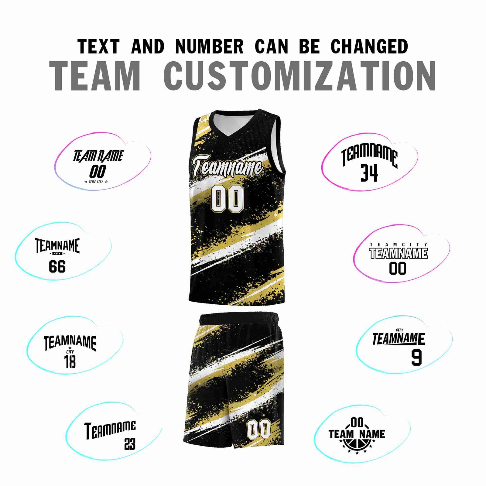 Custom Black Old Gold White Basketball Jersey Stellar Strike Series Reversible Wrinkle-Resistant