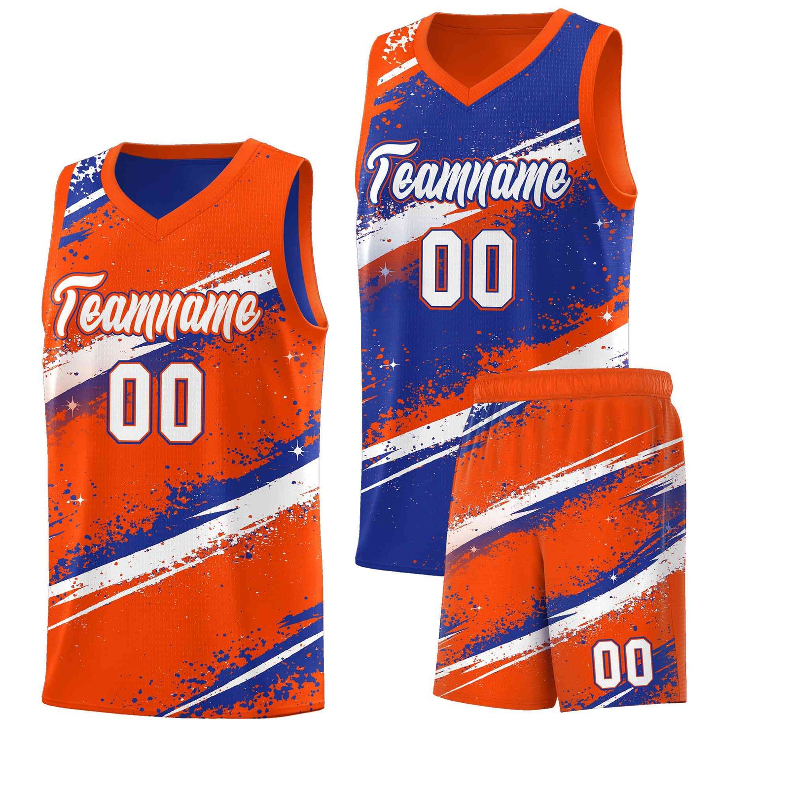 Custom Royal Blue Orange White Basketball Jersey Stellar Strike Series Cosmic Breathable