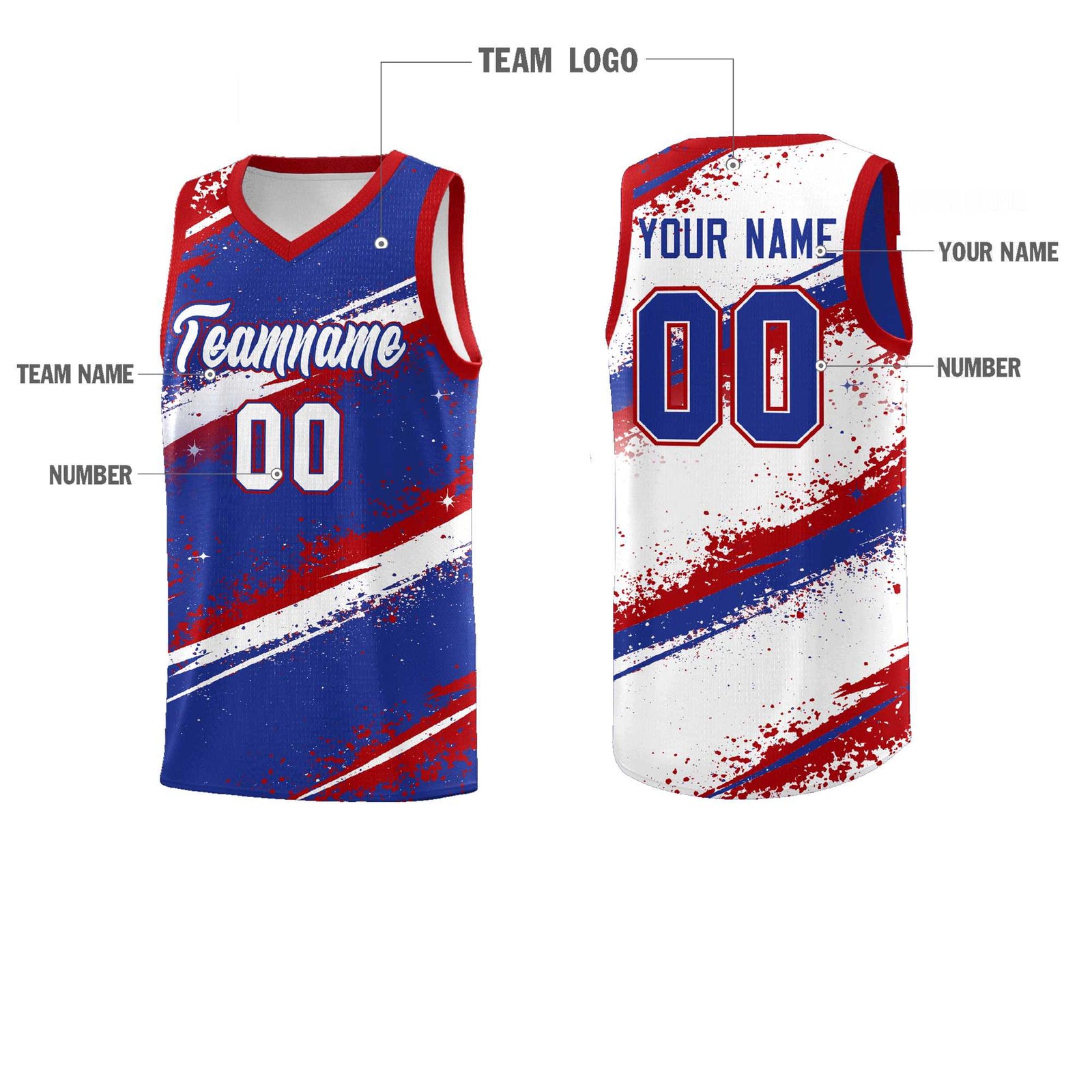 Custom Royal Blue Red White Basketball Jersey Stellar Strike Series Impact Quick-Drying