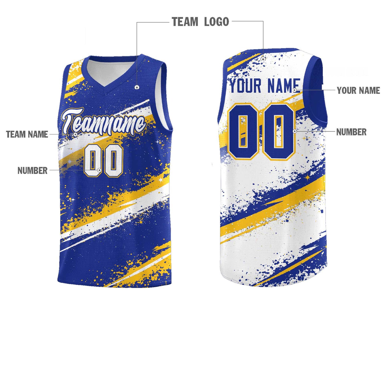 Custom Royal Blue Yellow White Basketball Jersey Stellar Strike Series Cosmic Quick-Drying