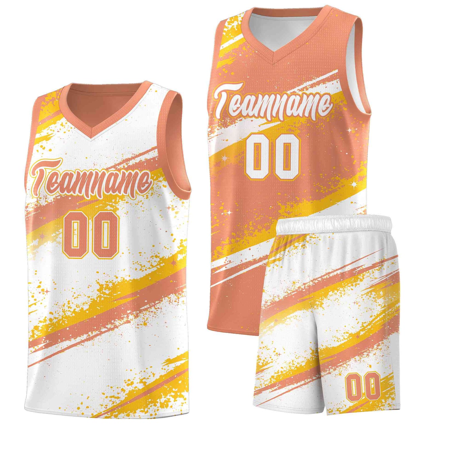 Custom Light Orange Yellow White Basketball Jersey Stellar Strike Series Stellar Wrinkle-Resistant