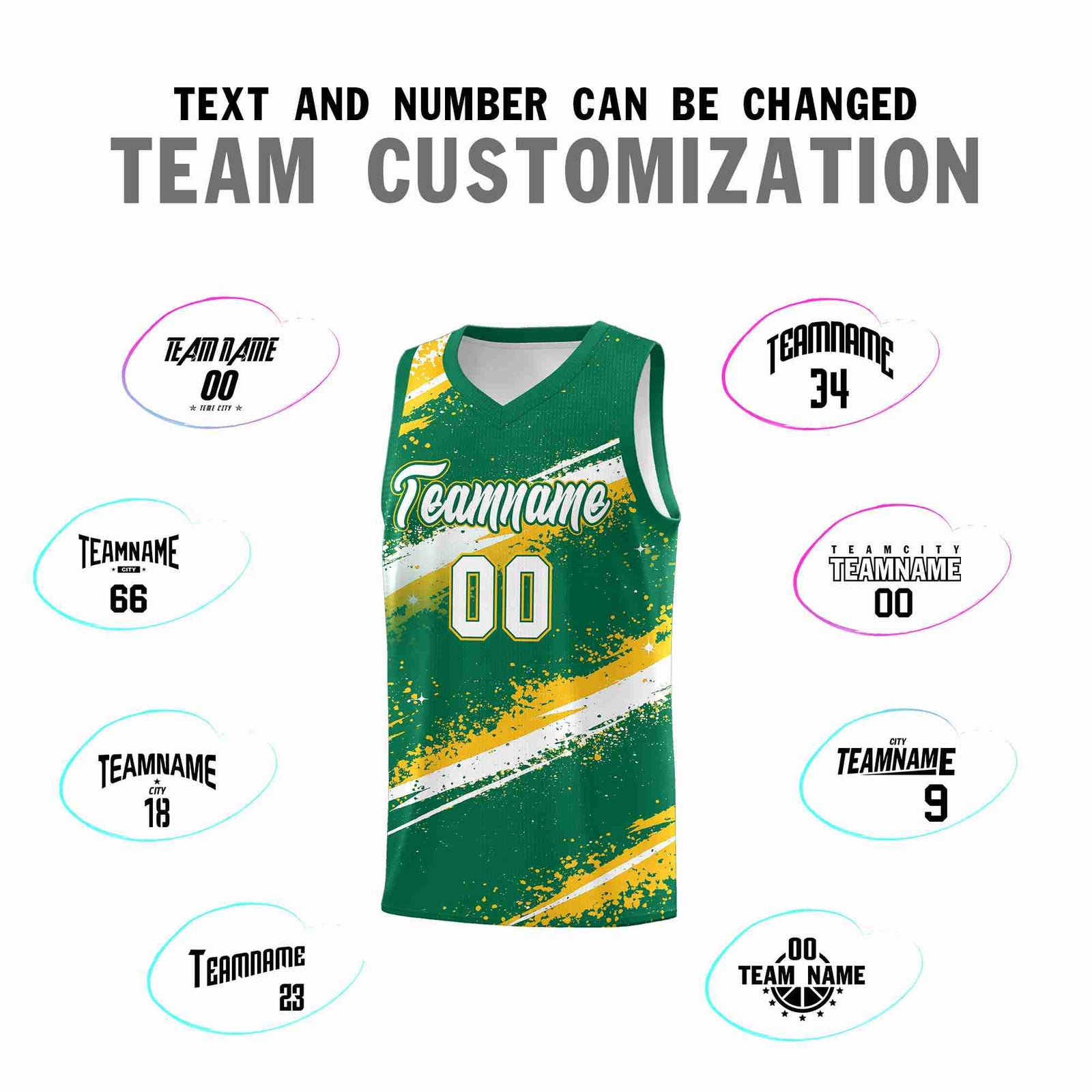 Custom Kelly Green Yellow White Basketball Jersey Stellar Strike Series Reversible Sublimation Printing