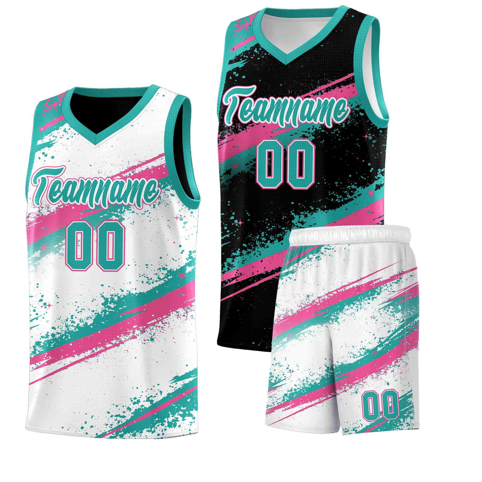 Custom Black Aqua Pink Basketball Jersey Stellar Strike Series Cosmic Lightweight