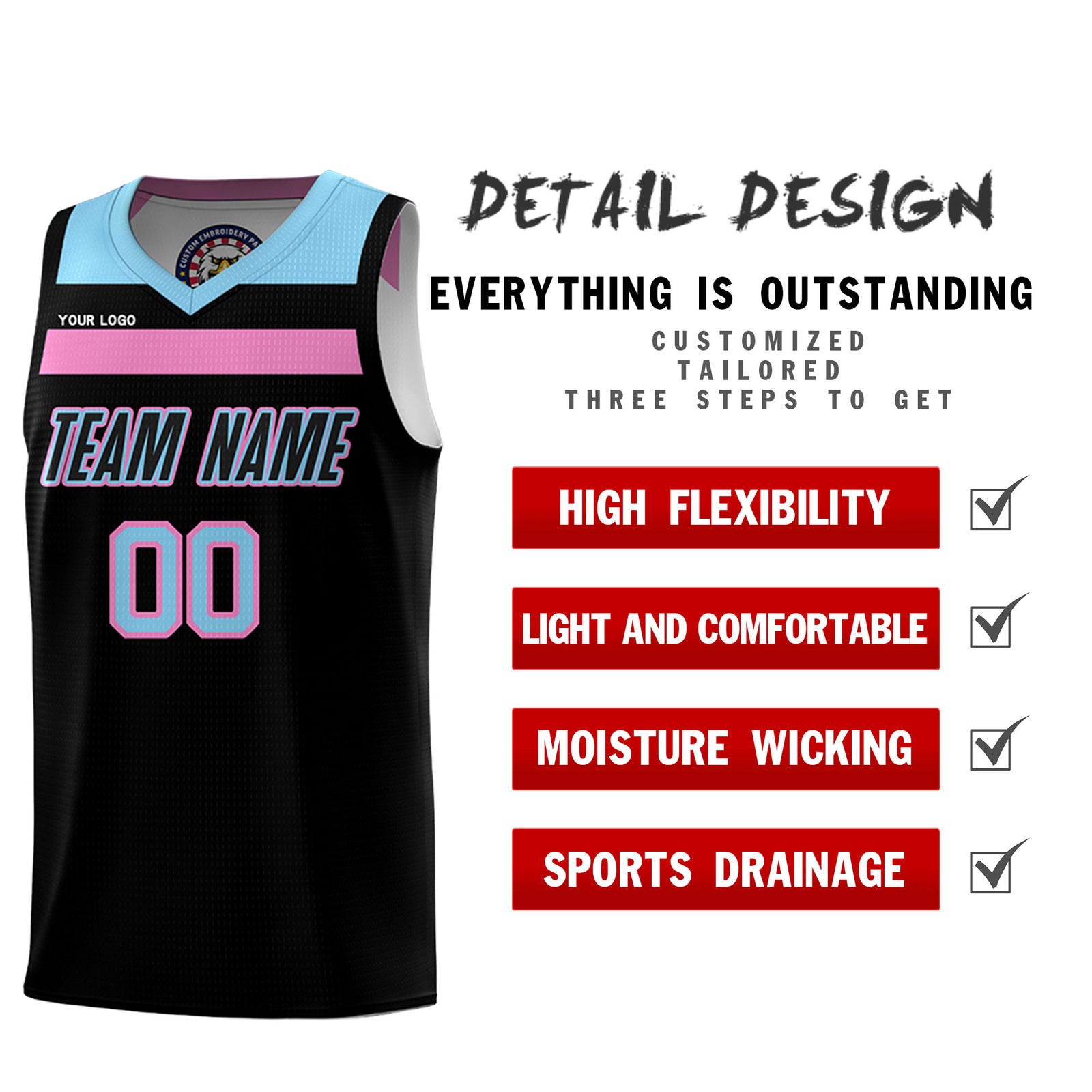 Fans-Made | Custom White Red Black-Light Blue Double Side Sets Basketball Uniform-Arizona Driven ¨C Available for Reorder
