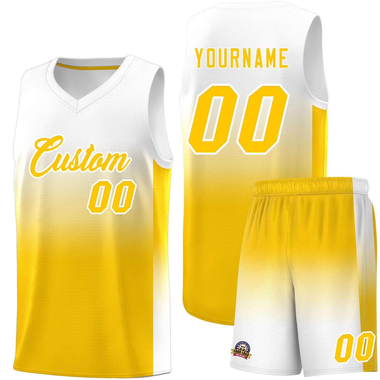 Fans-Made | Custom White Yellow Gradient Fashion Sets Sports Uniform Basketball Jersey – Available for Reorder