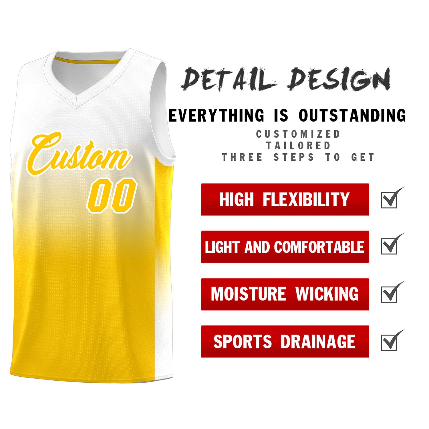 Fans-Made | Custom White Yellow Gradient Fashion Sets Sports Uniform Basketball Jersey – Available for Reorder