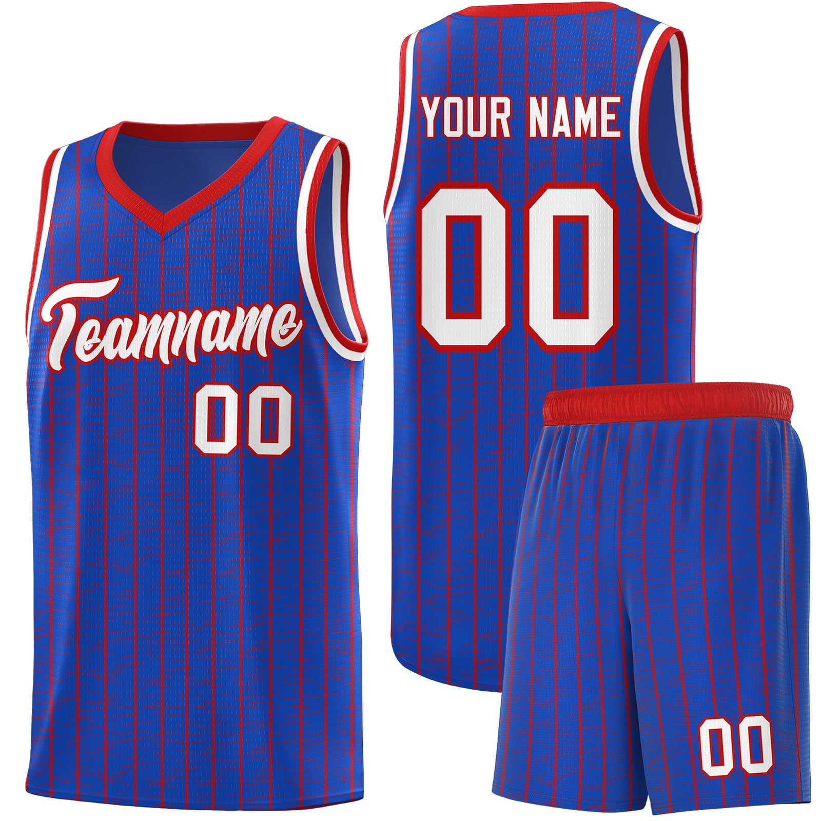 Custom Royal Blue Custom Gray Pinstripe Retro Sets Uniform Basketball Jersey