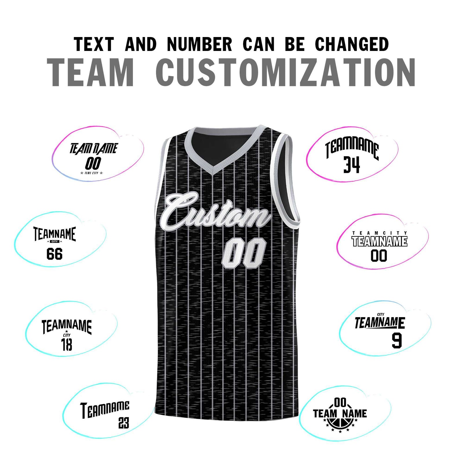 Custom Black Custom Gray Pinstripe Retro Sets Uniform Basketball Jersey