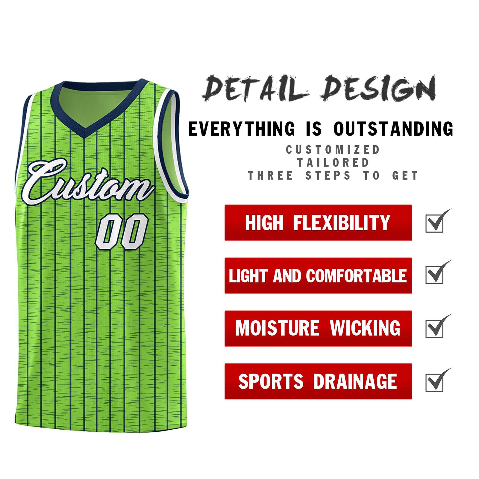 Custom Fluorescent Green Custom Gray Pinstripe Retro Sets Uniform Basketball Jersey