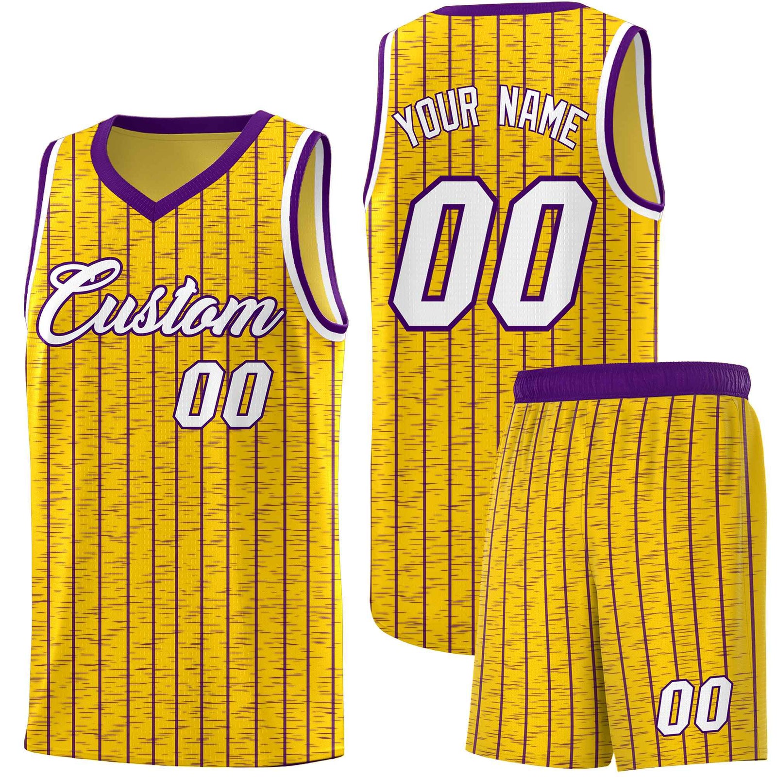 Custom Gold Custom Gray Pinstripe Retro Sets Uniform Basketball Jersey
