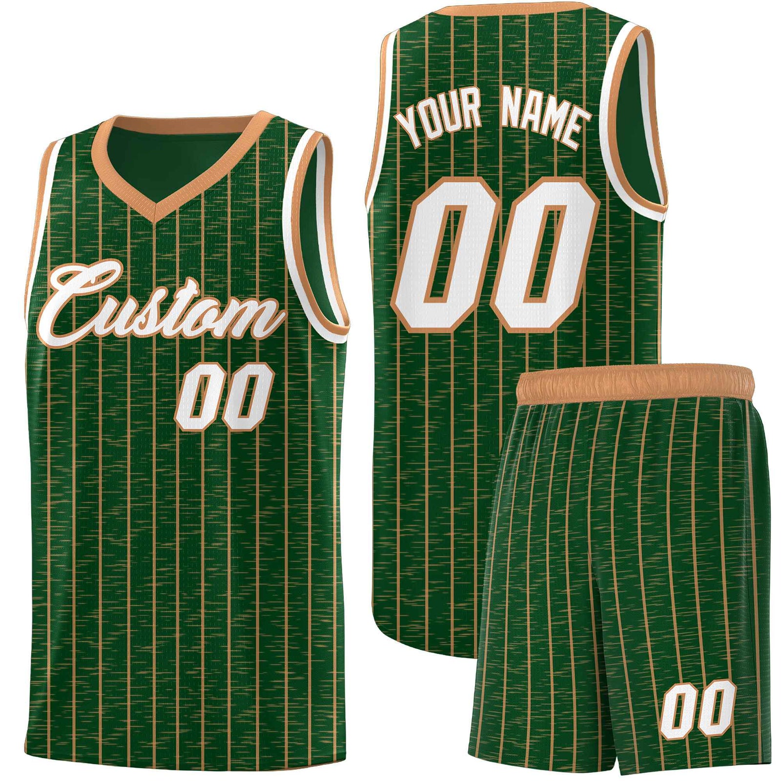 Custom Green Custom Gray Pinstripe Retro Sets Uniform Basketball Jersey
