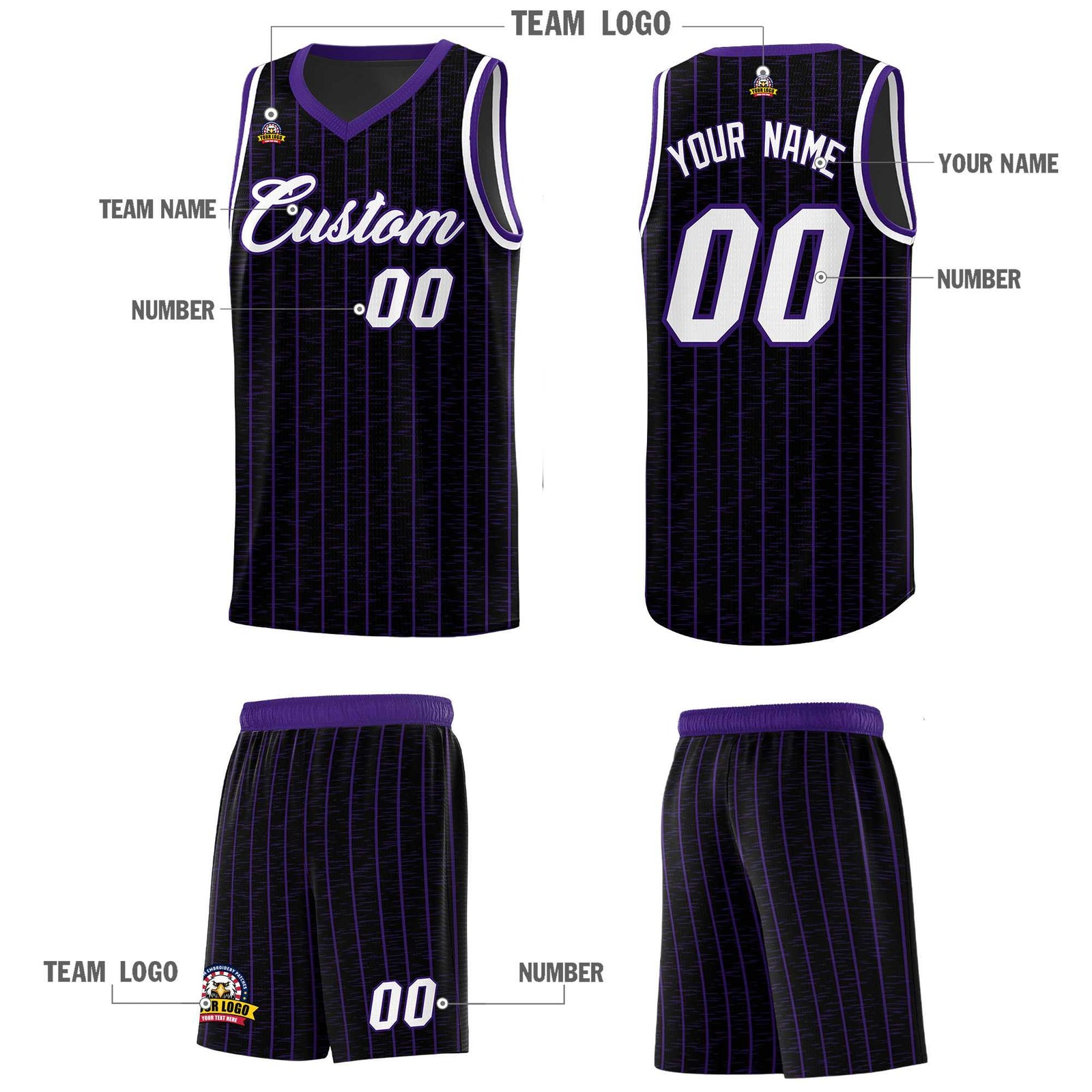 Custom Black Custom Gray Pinstripe Retro Sets Uniform Basketball Jersey