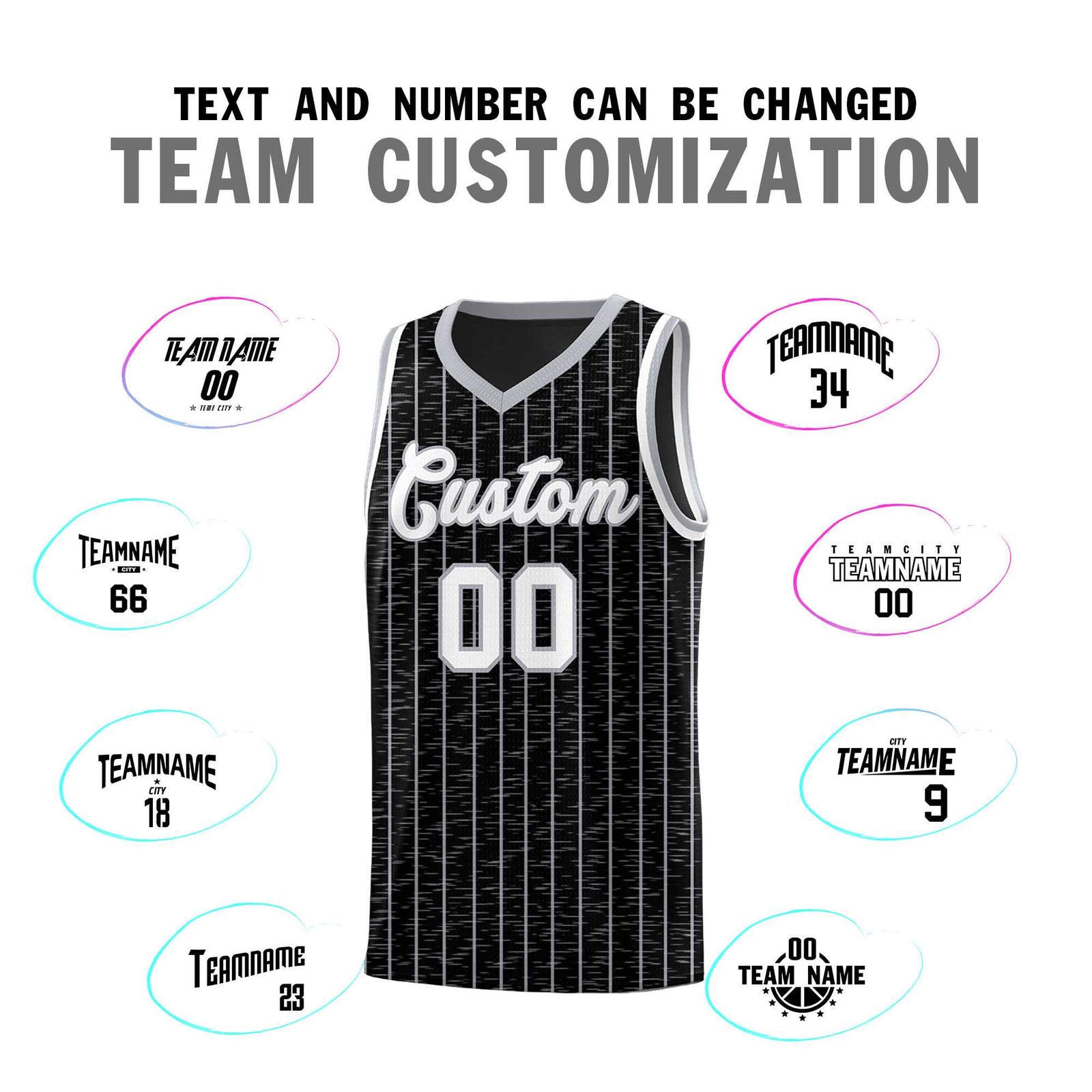 Custom Black Custom Gray Pinstripe Retro Sets Uniform Basketball Jersey